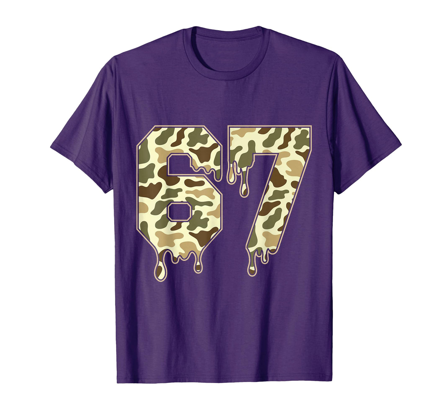 Funny Six Seven Camouflage Dripping Gen Alpha Slang 6 7 Meme T-Shirt