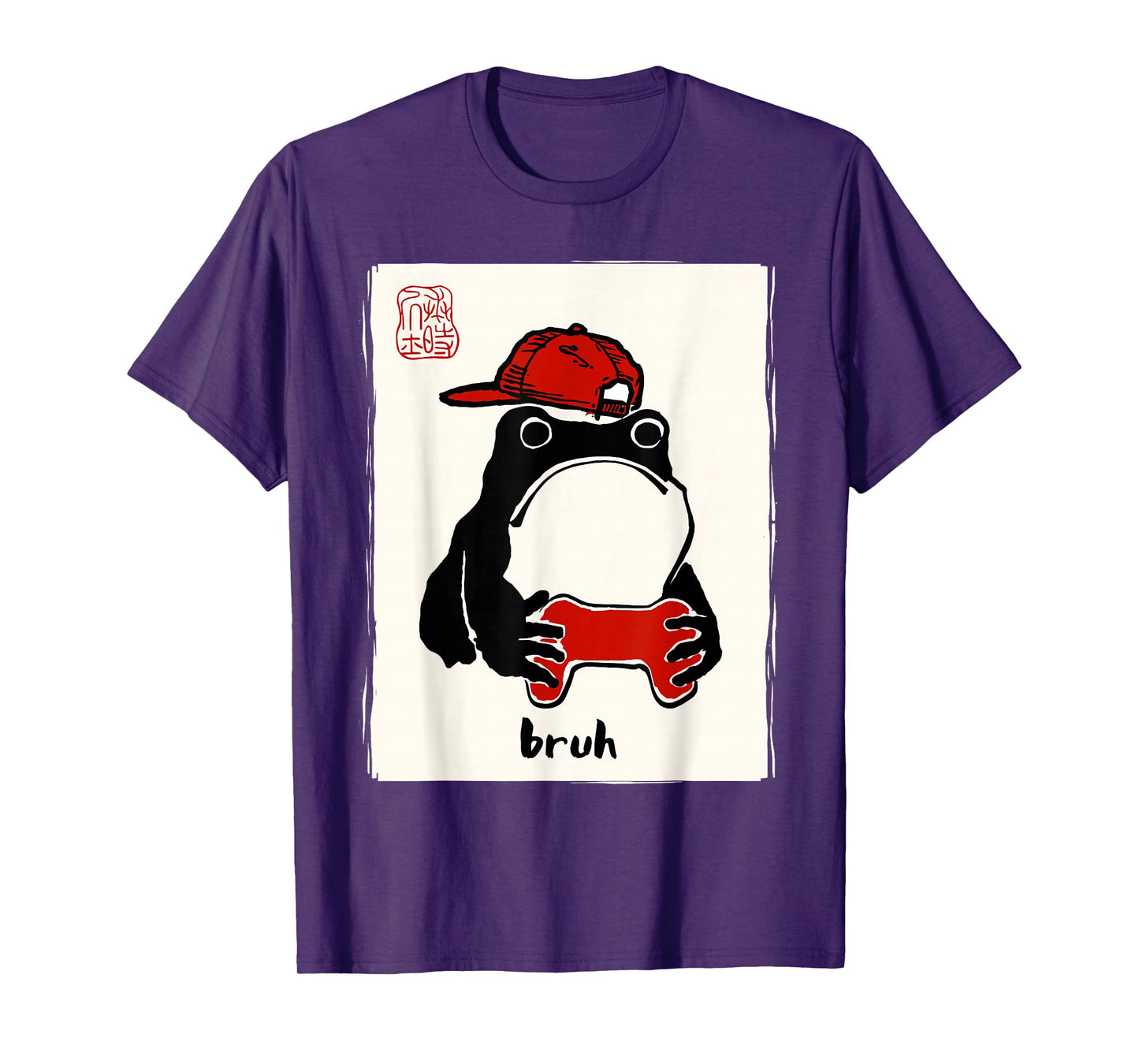 Grumpy Frog Gamer Bruh Ink Painting Japanese Funny Gamer T-Shirt