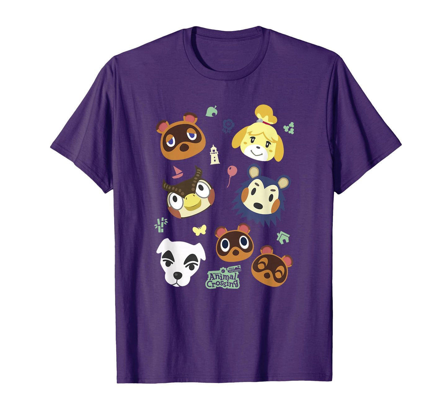 Animal Crossing Cute Pet Friends Nintendo Big Face Jumble T-Shirt