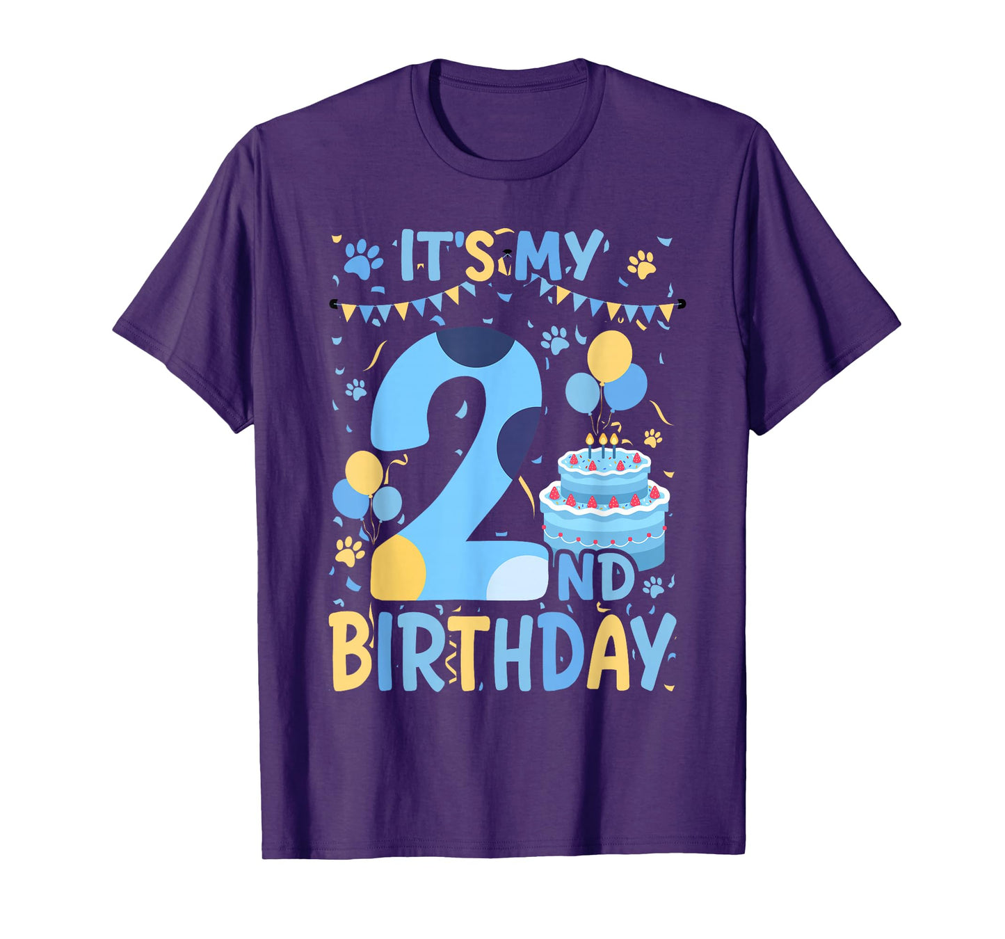 2nd Birthday Boy Blue Dog Theme Party Two Cool 2 Year Old T-Shirt