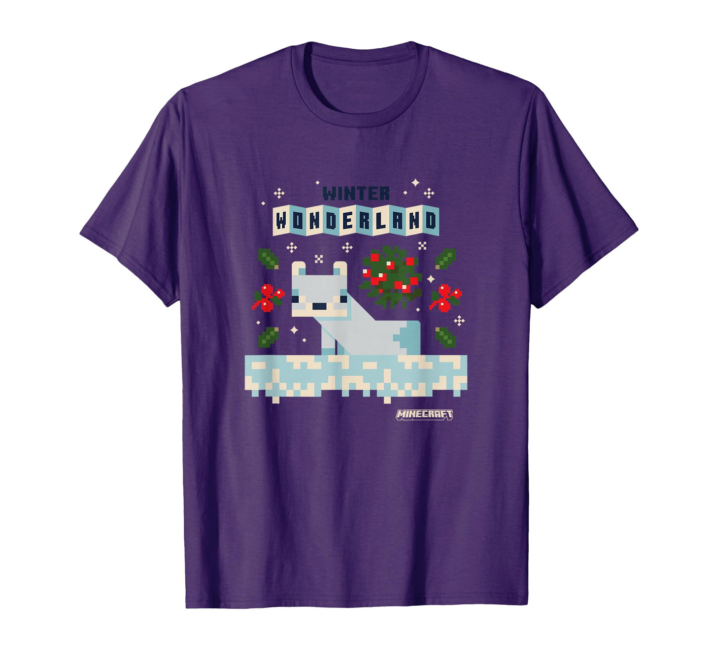 Minecraft Christmas Winter Wonderland Cute Snow Fox Shot T-Shirt