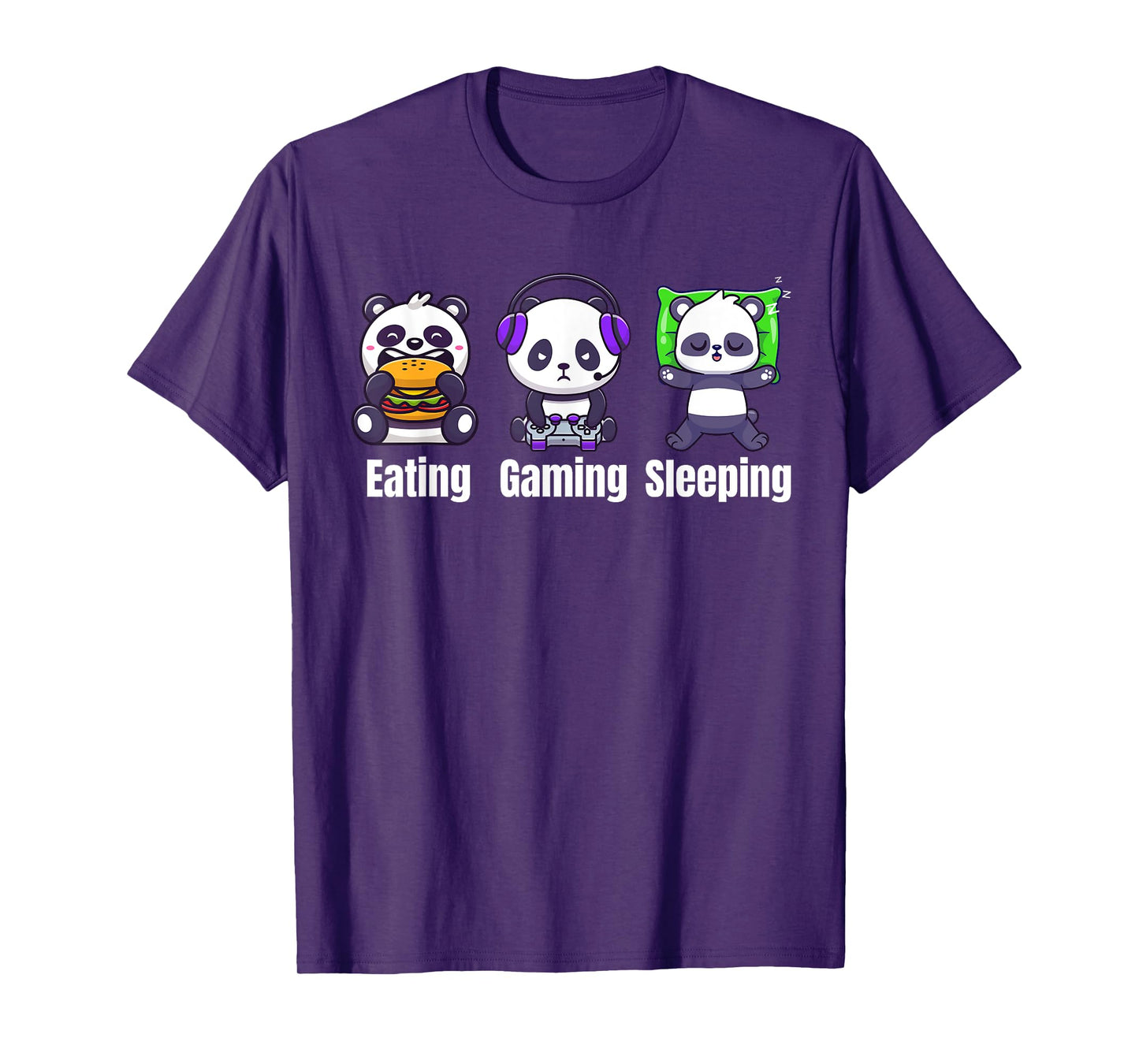 Panda Eating Gaming Sleeping Gamer Men Kids T-Shirt