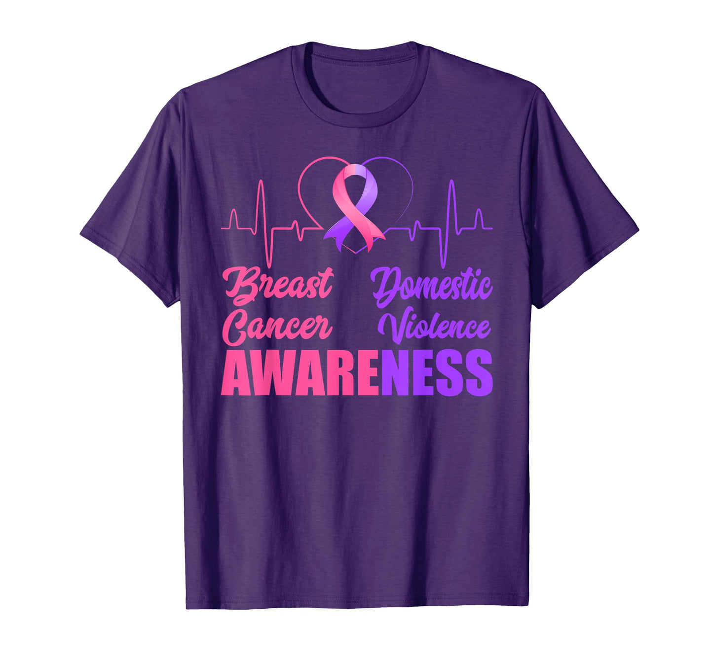 Breast Cancer Heart Love Domestic Violence Awareness Month T-Shirt