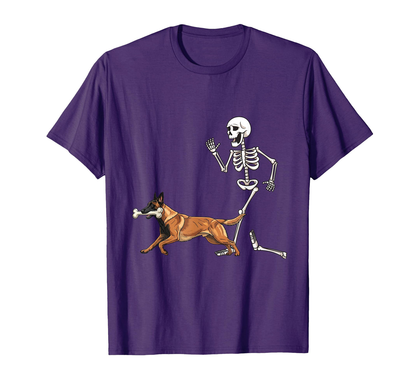 Funny Halloween Belgian Malinois and Skeleton T-Shirt