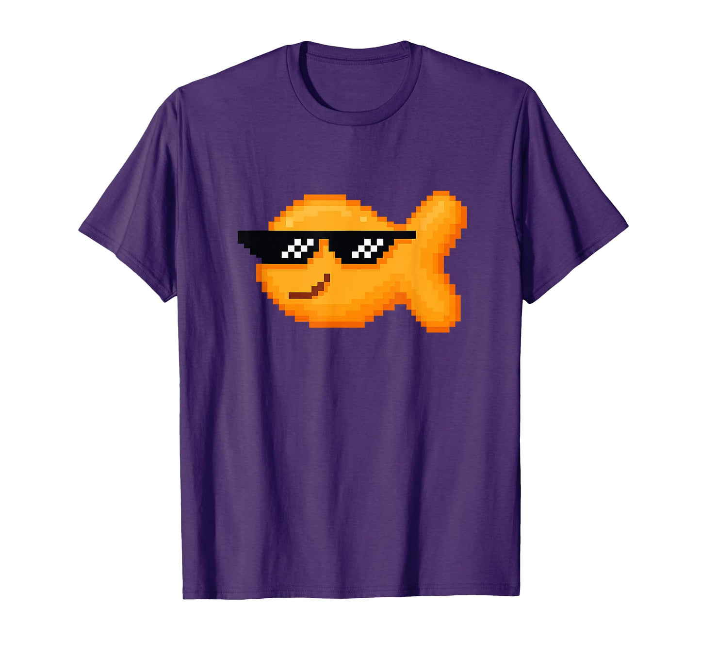 Pixelated Goldfish Cracker With Thug Pixel Sunglasses T-Shirt
