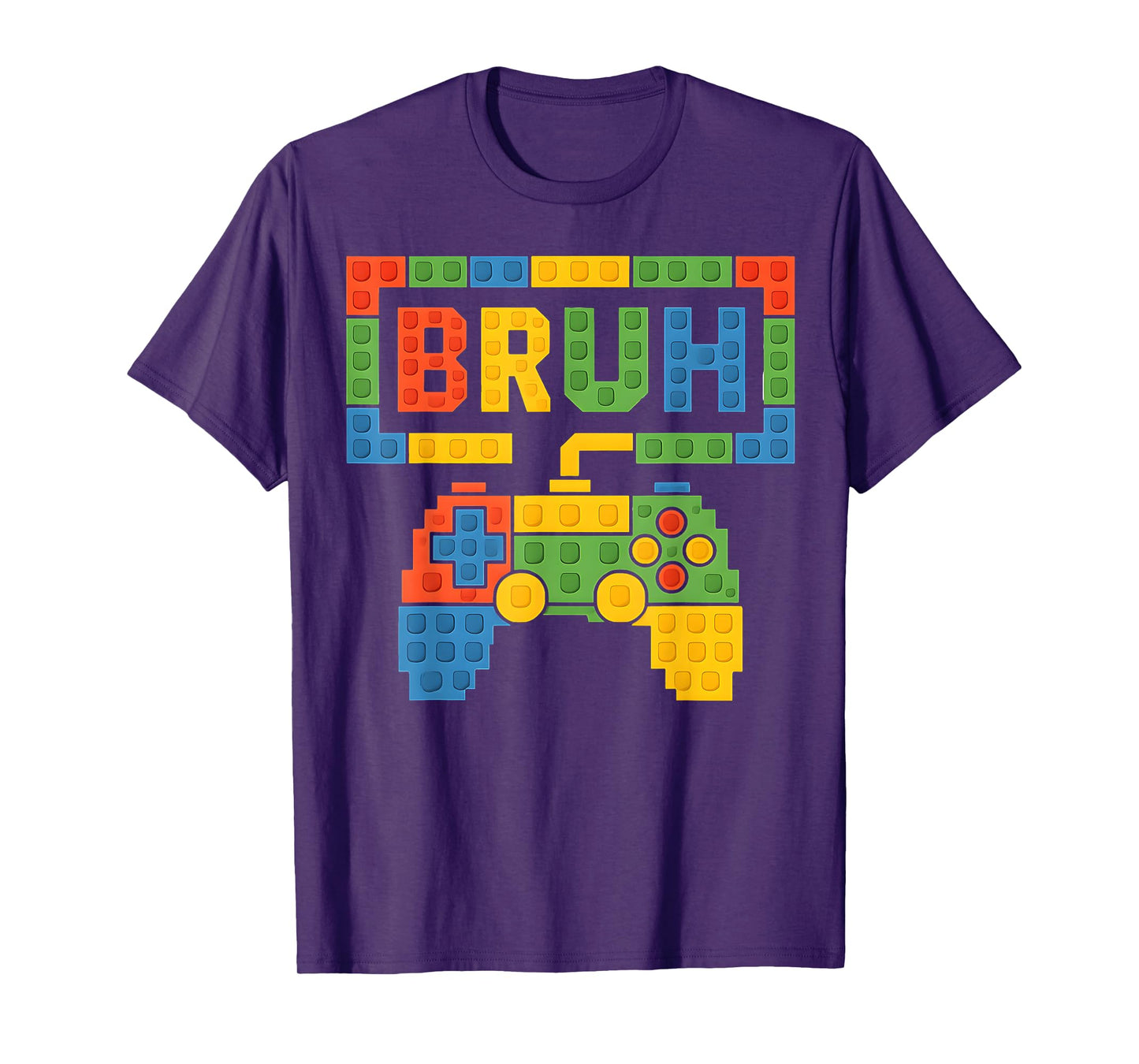 Building Blocks Bruh Boys Kids Birthday Brick Builder Gamer T-Shirt
