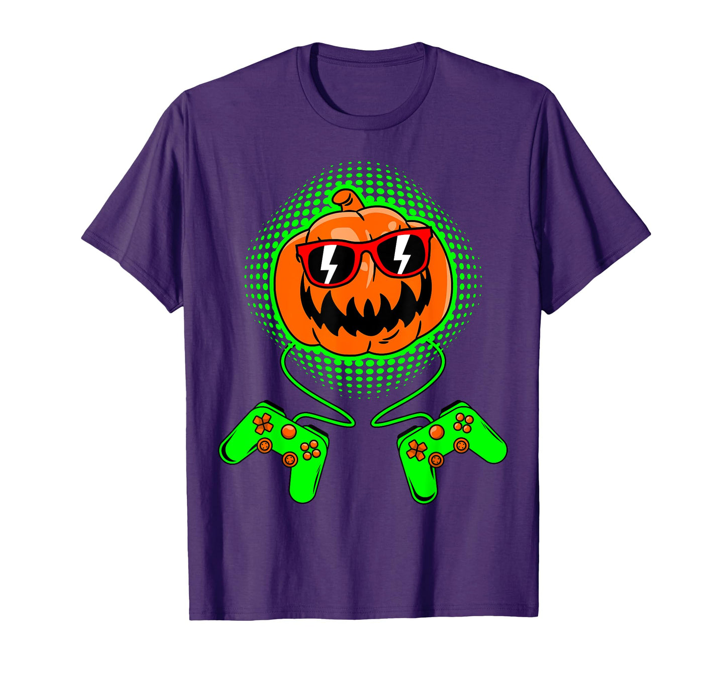 Boys Halloween Jack O Lantern Gamer Kids Men Halloween T-Shirt