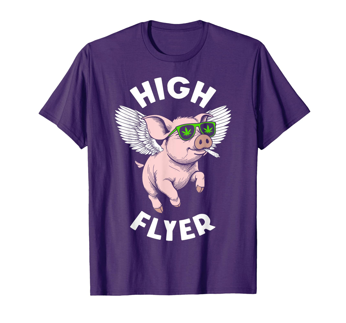 420 Marijuana Funny Pig Lover High Flyer Stoner Weed Pot T-Shirt