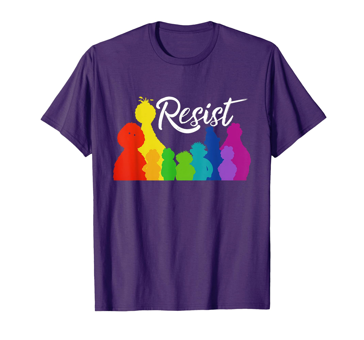 Resist Save P.B.S, Rainbow Silhouette Design Graphic Tee T-Shirt