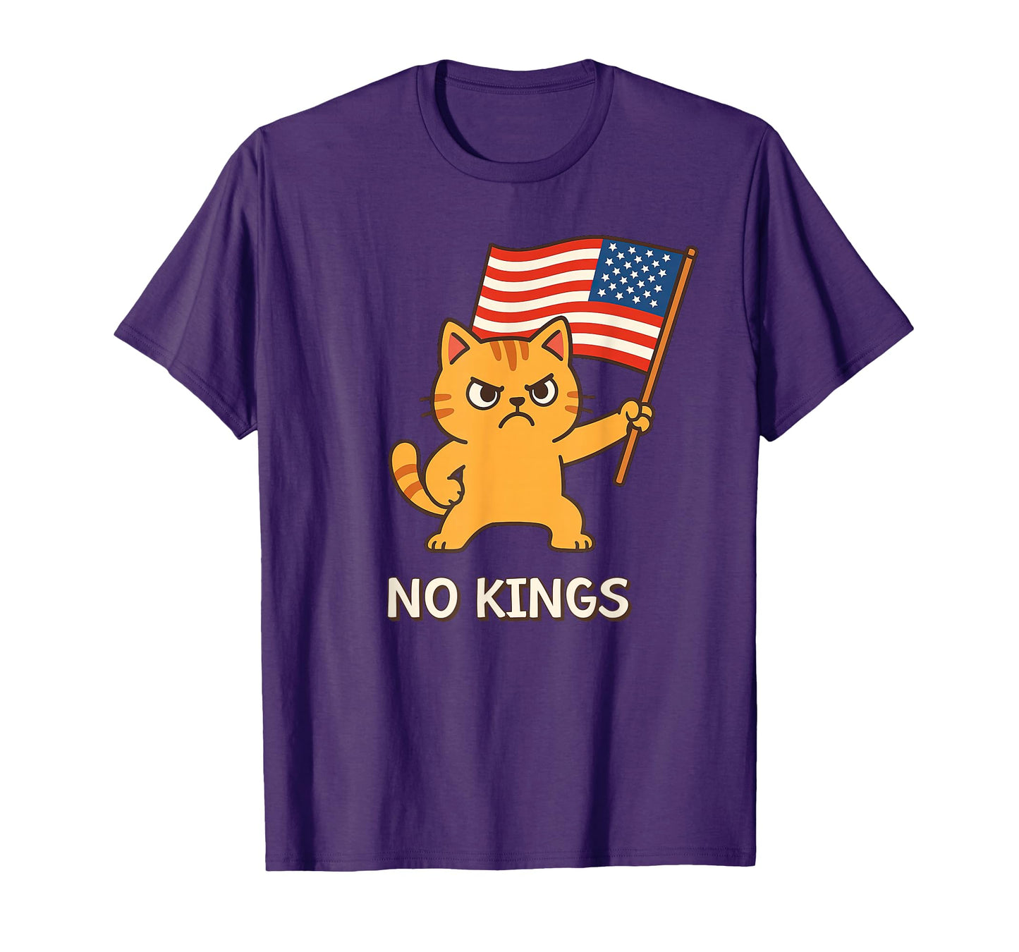 American Flag Upside Down Cat No Kings T-Shirt