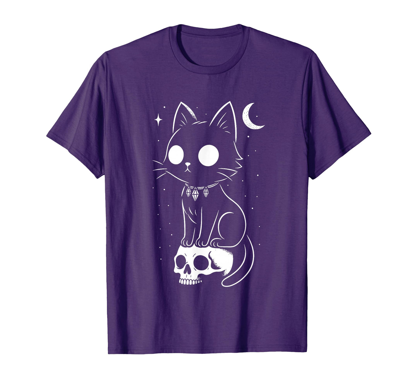 Cat Kitty Skull Creepy Cute Kawaii Goth Witchy Alt Halloween T-Shirt