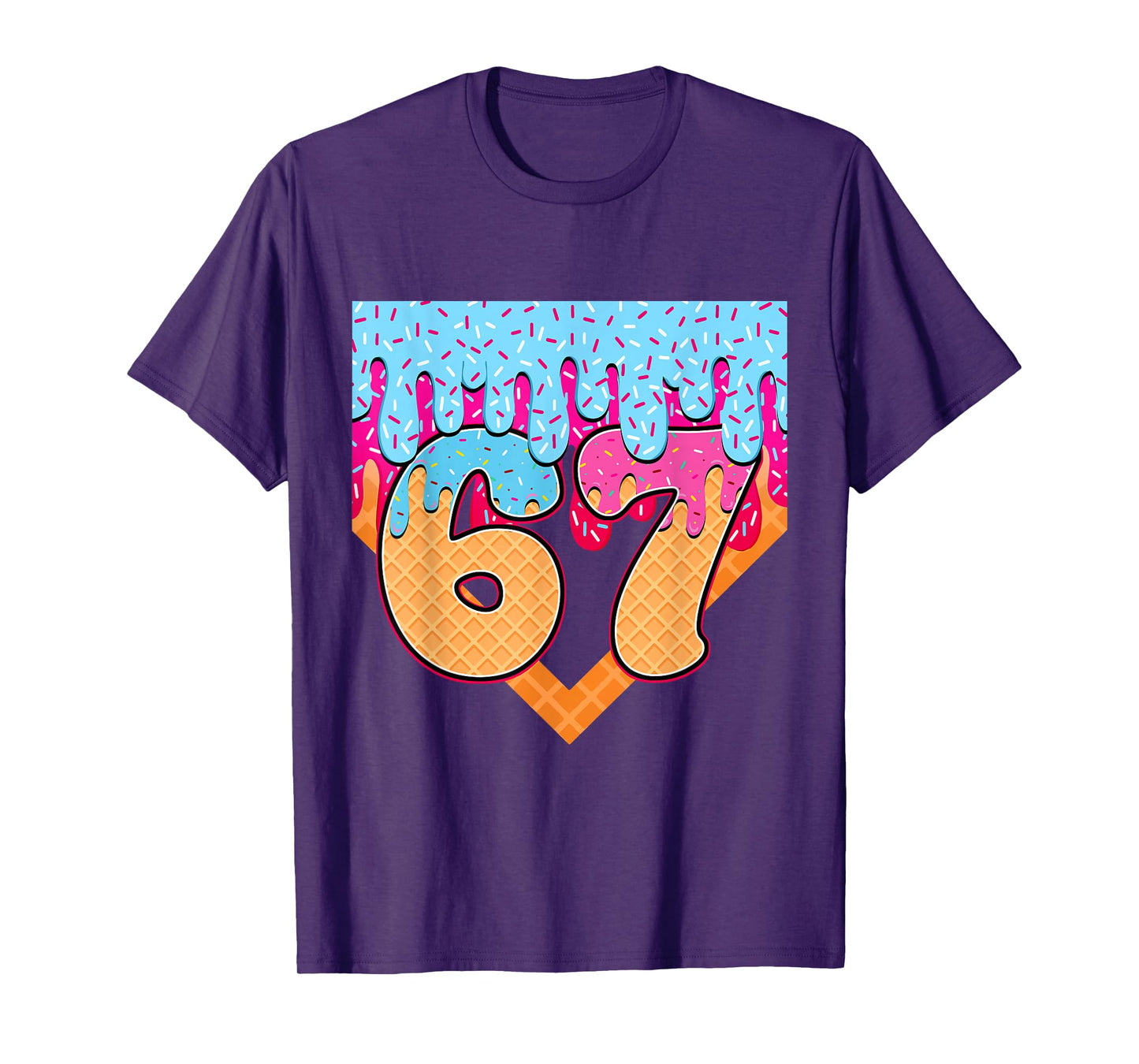 67 Ice Cream Drip Meme Six Seven Gen Alpha Slang T-Shirt