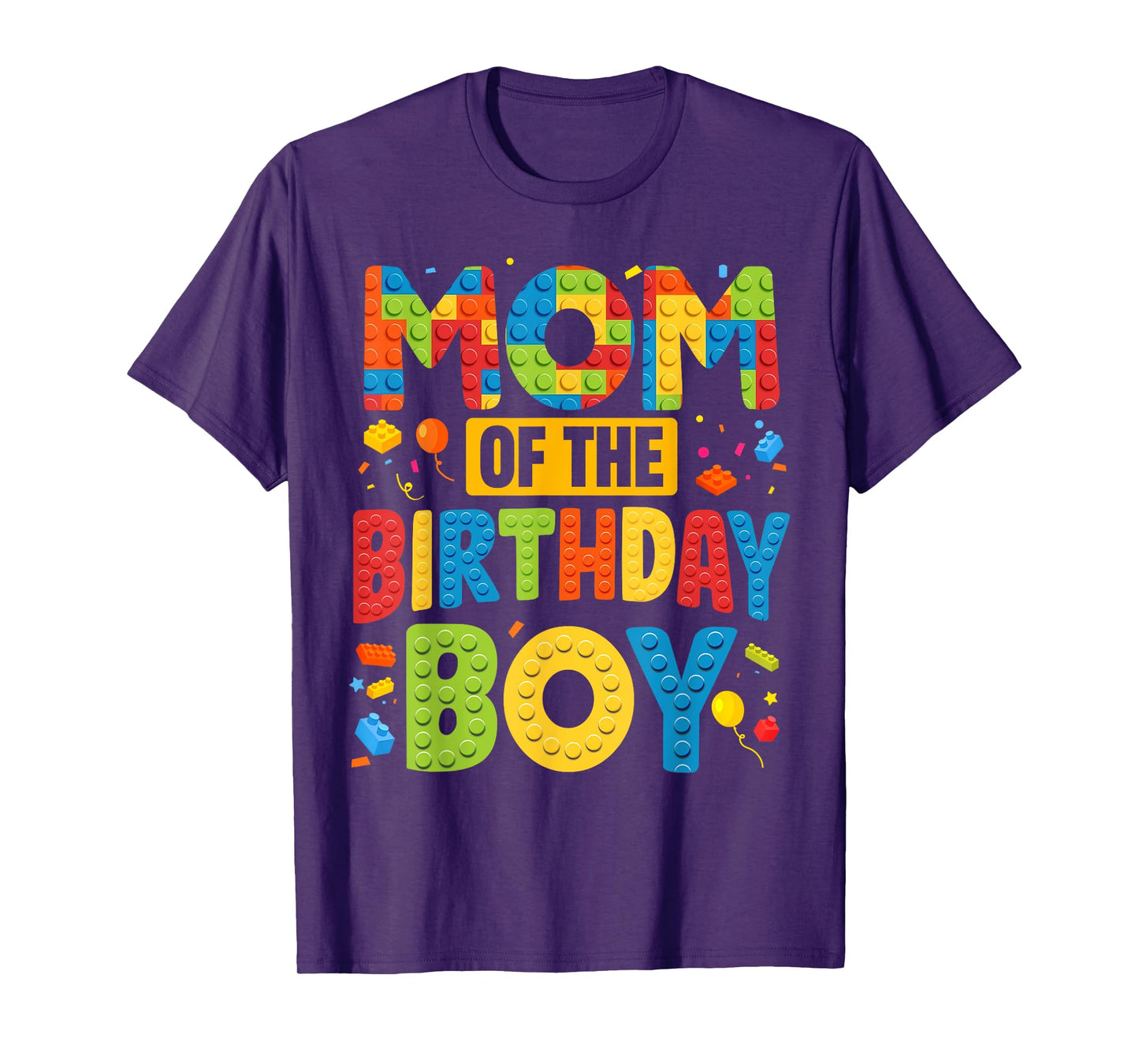 Mom Of The Birthday Boy Shirt Building Block Birthday Party T-Shirt