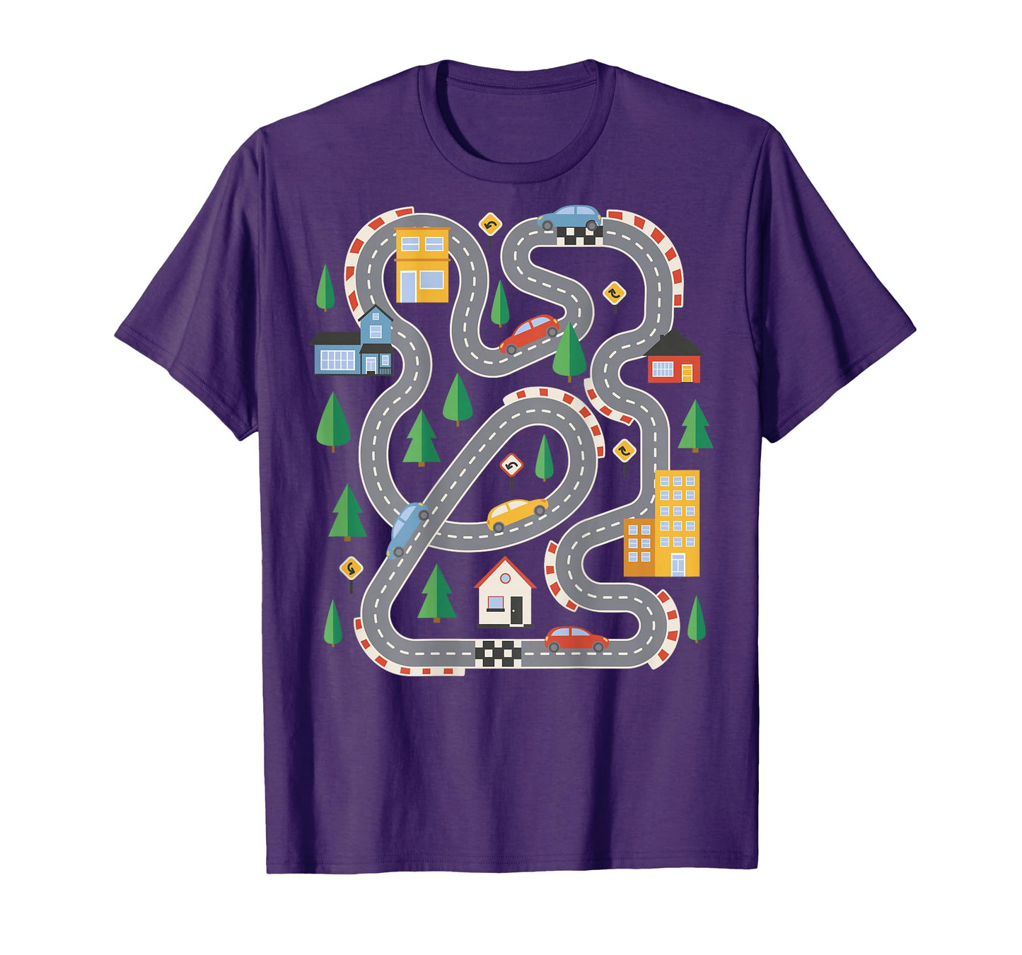 Cool Playmat Car Race Track On Back Cute Toddler Fathers Day T-Shirt