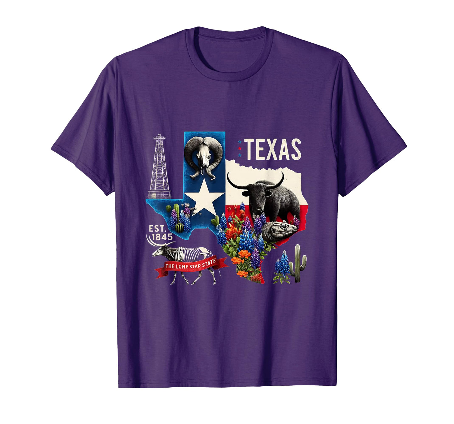Retro Vibes Texas USA Bull American T-Shirt