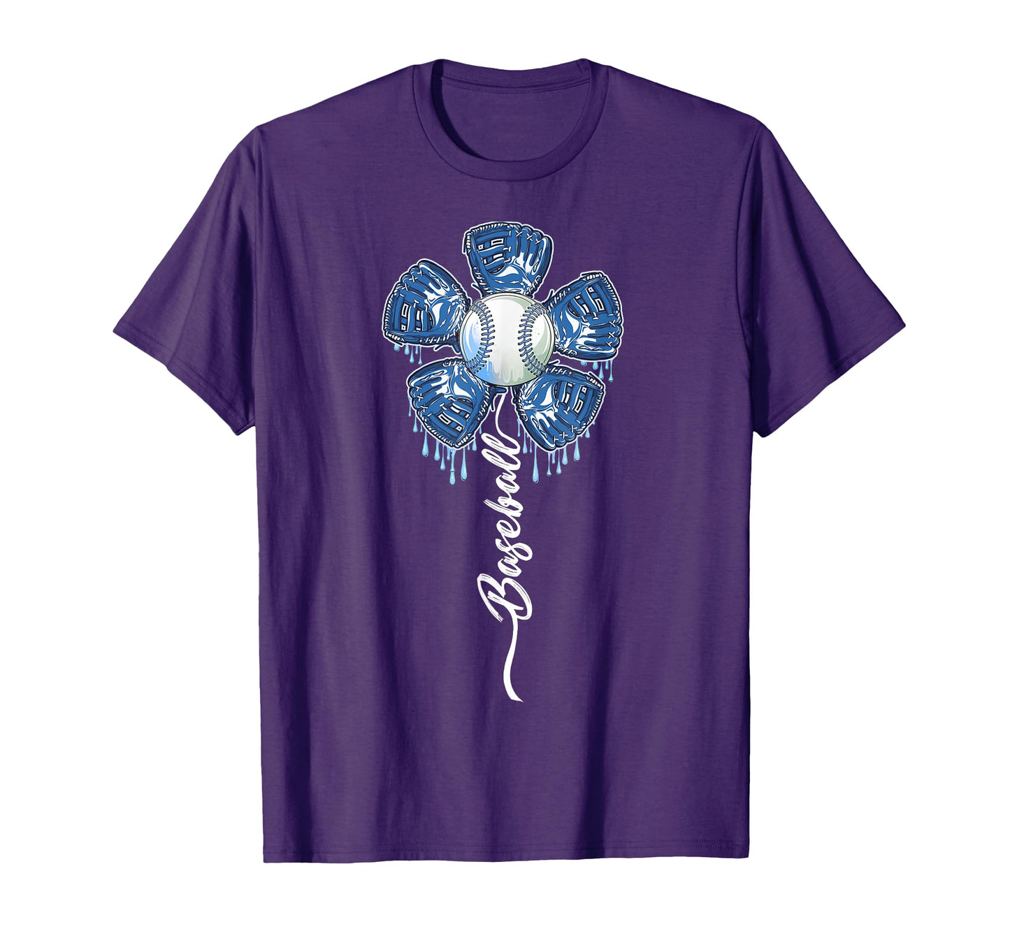 Baseball Flower Drip Ice Cream Sprinkles Baseball Glove T-Shirt