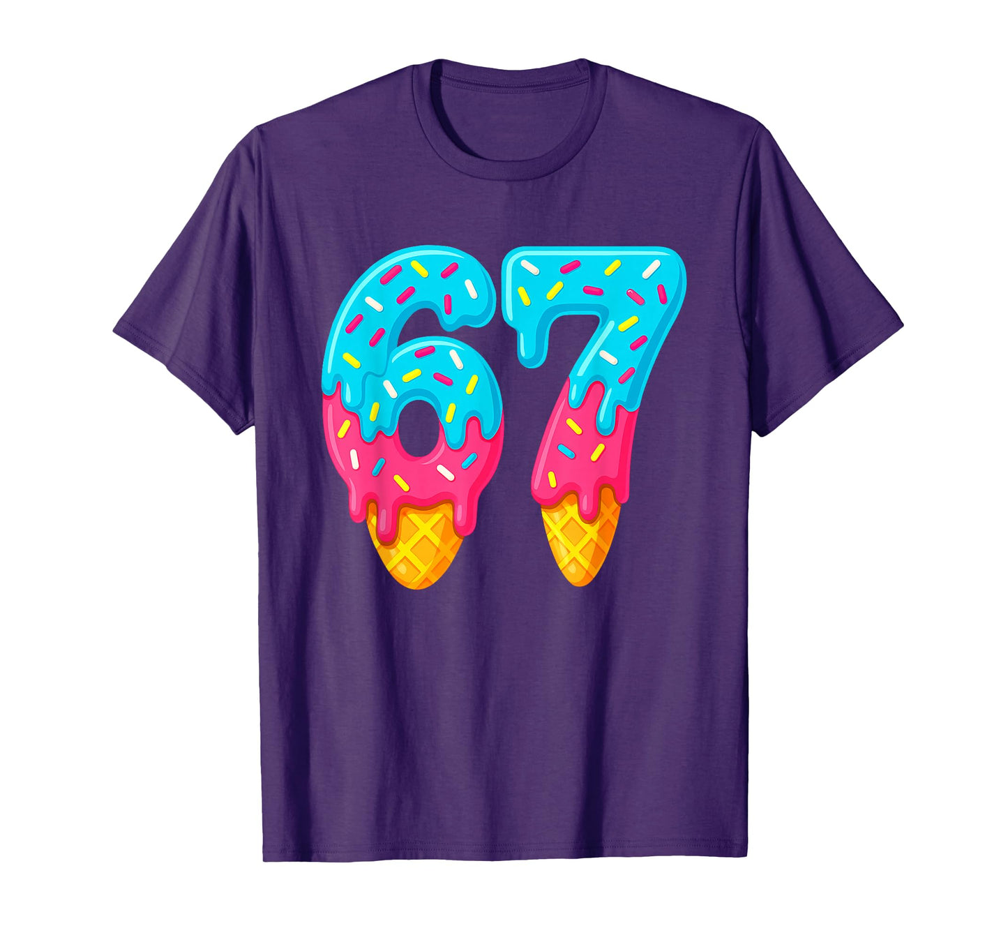 67 Ice Cream Drip Meme Funny Six Seven Gen Alpha Slang T-Shirt