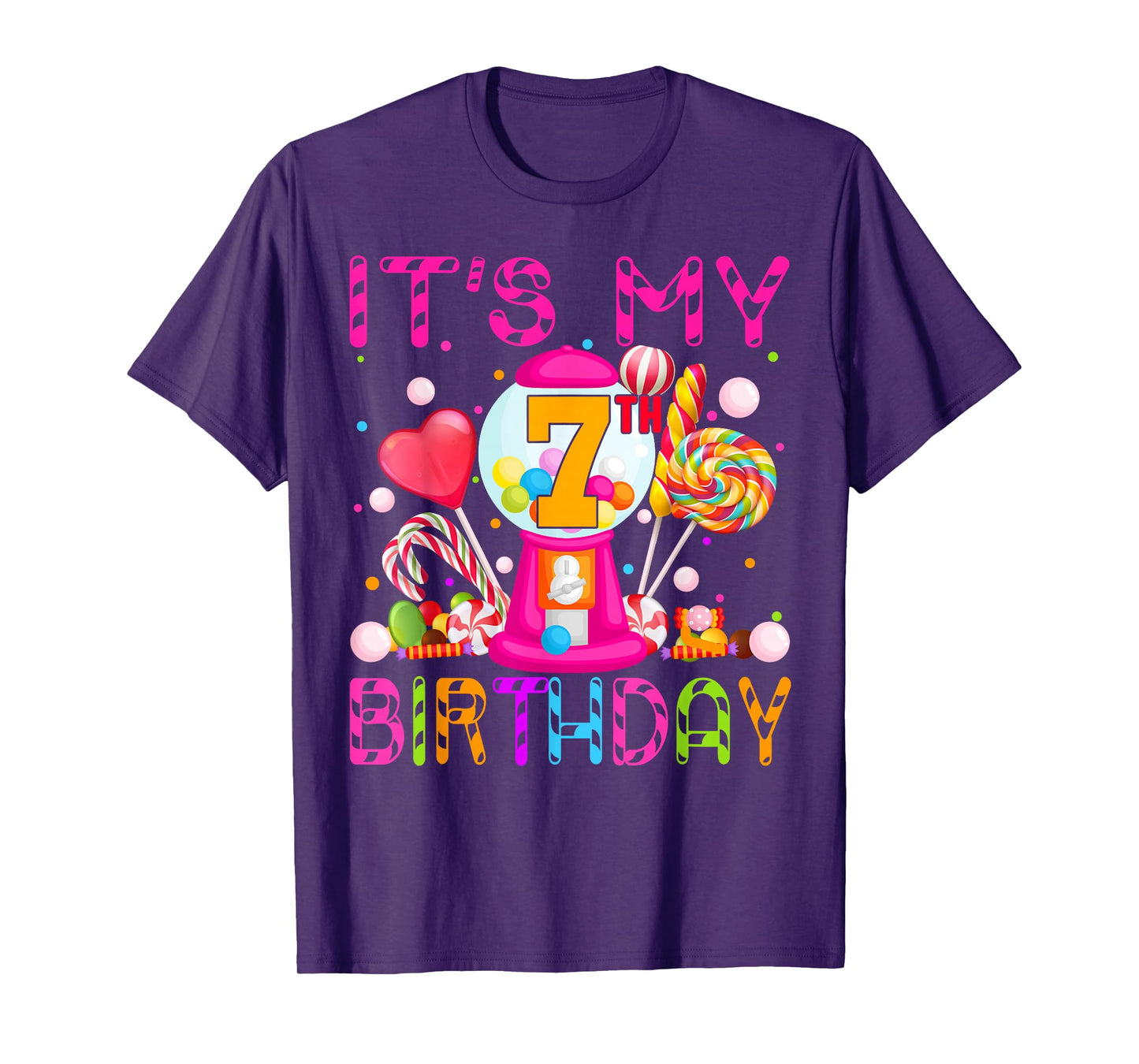 Its My 7th Birthday Candy Candyland Birthday Girl 7 Year Old T-Shirt