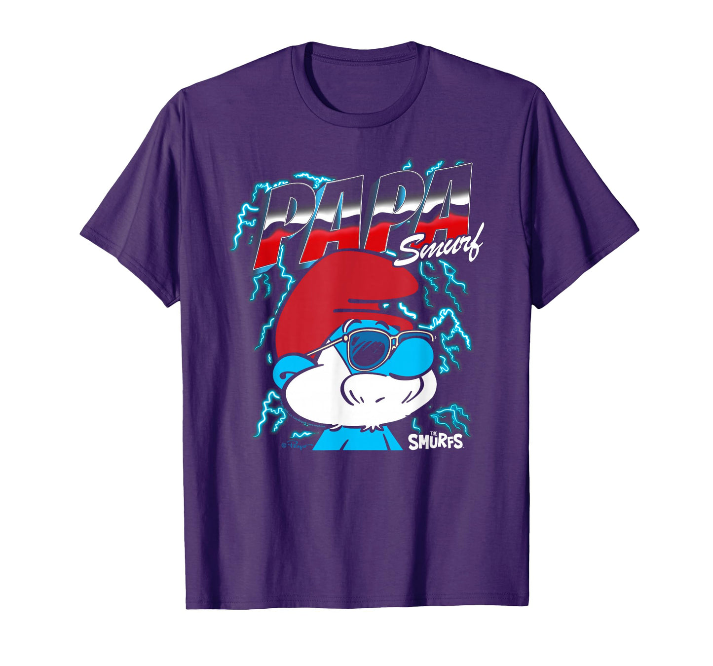 The Smurfs Chrome and Lightning Papa Smurf Retro Cartoon T-Shirt