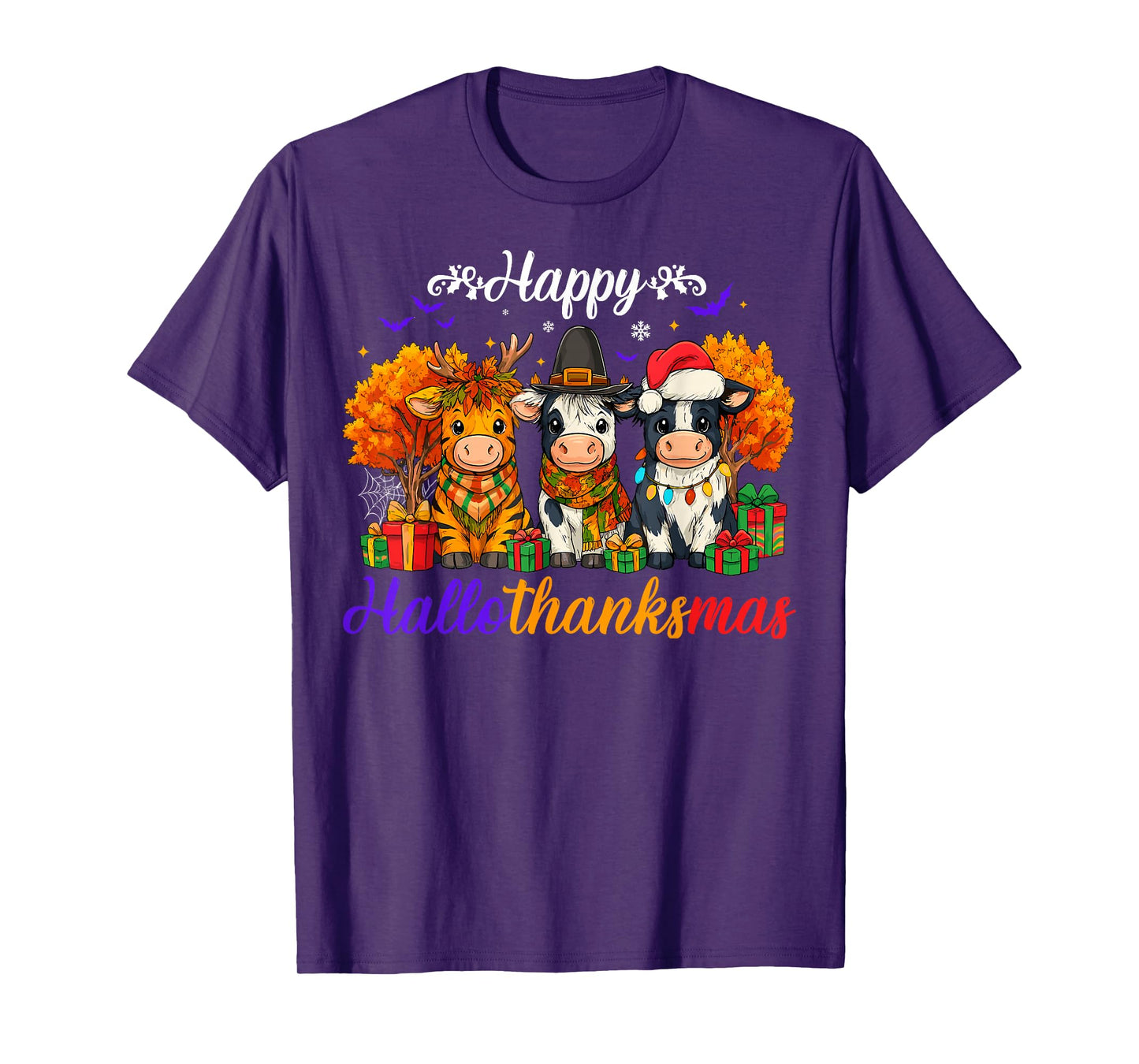 Happy HalloThanksMas Cows Gifts for Farmer T-Shirt