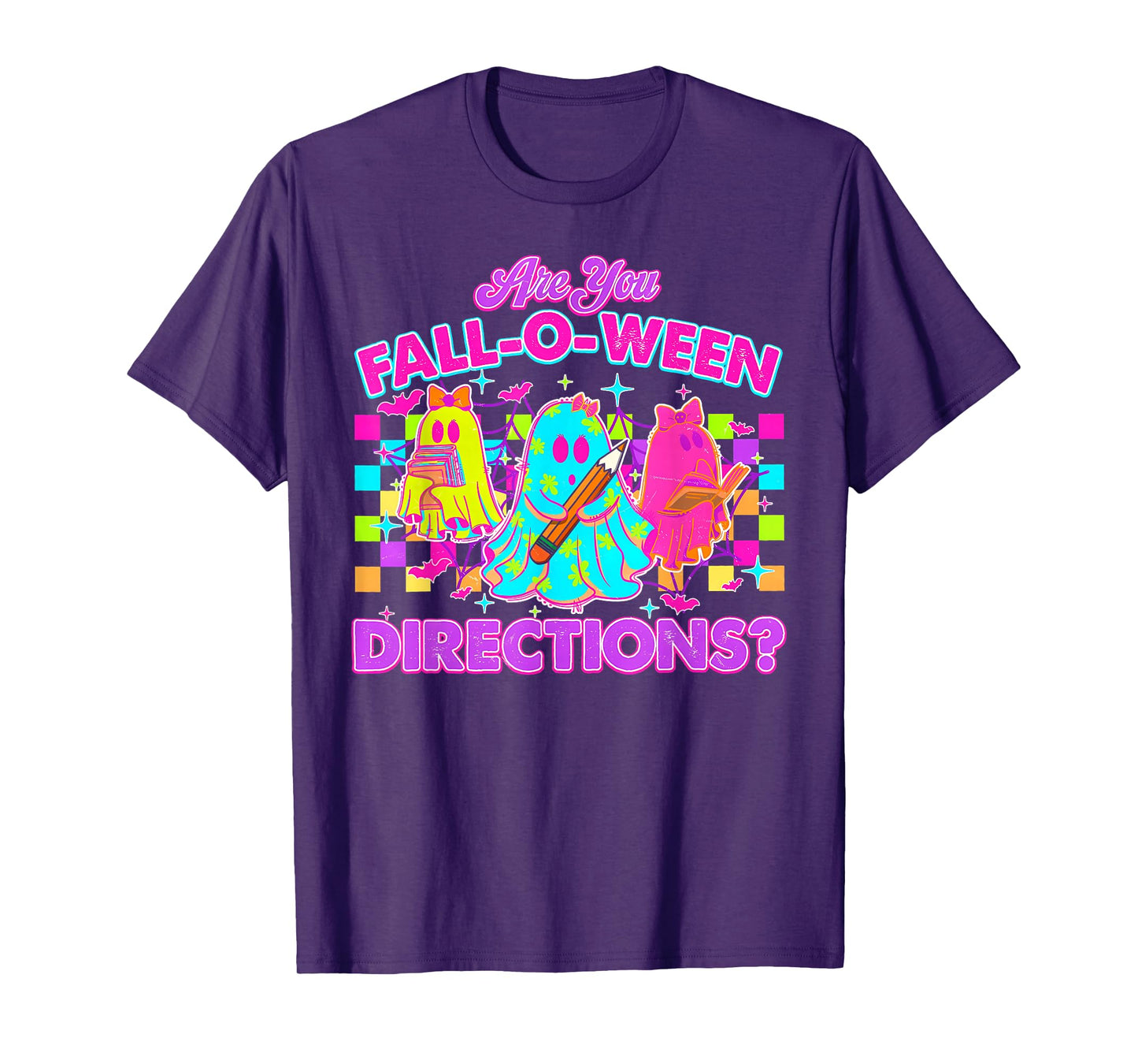 are You Fall-O-Ween Directions Neon Ghost Teacher Halloween T-Shirt