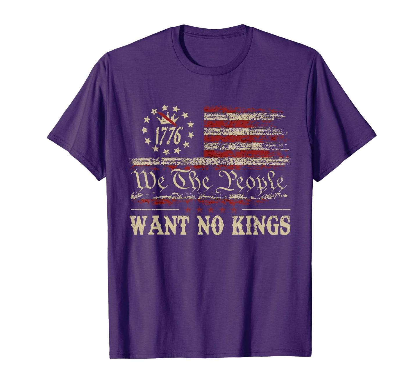 Retro June 14th Want No Kings In America 1776 USA Flag Men T-Shirt