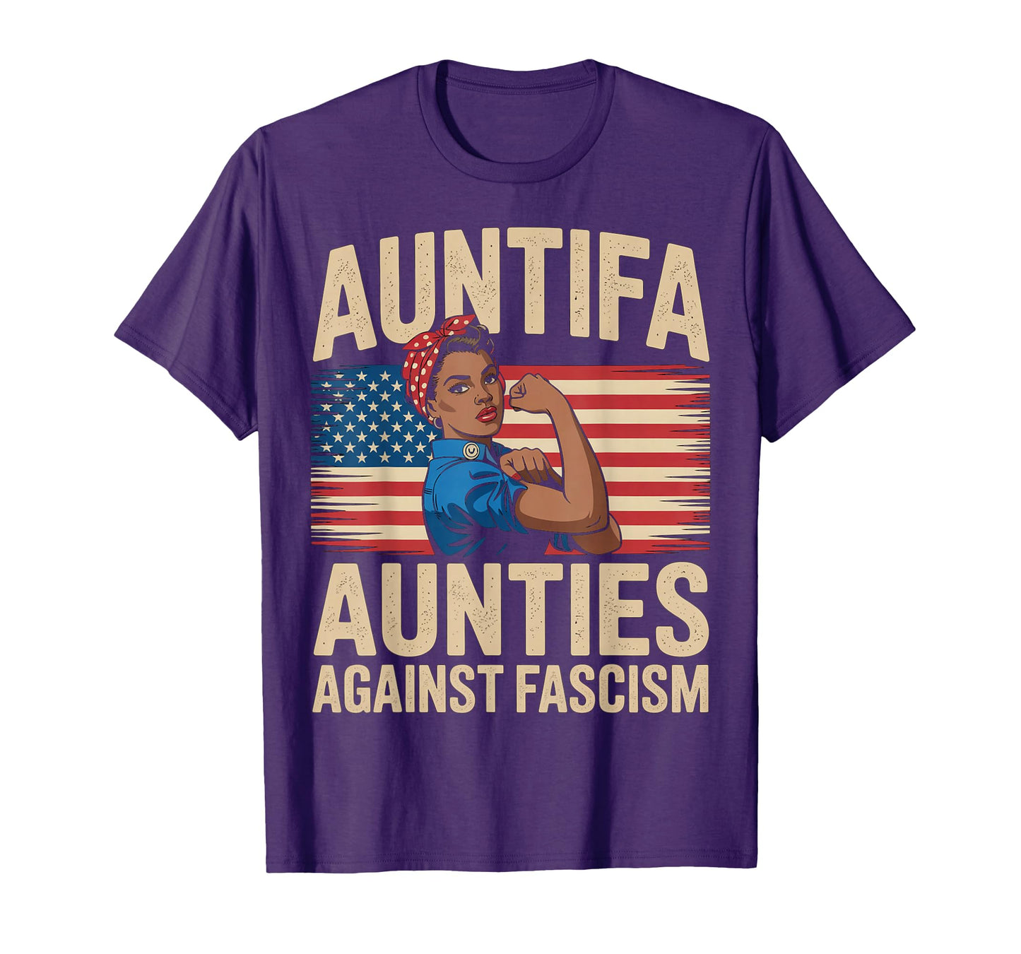 AUNTtifa Black Aunts Against Fascism Flag Resist No Kings T-Shirt