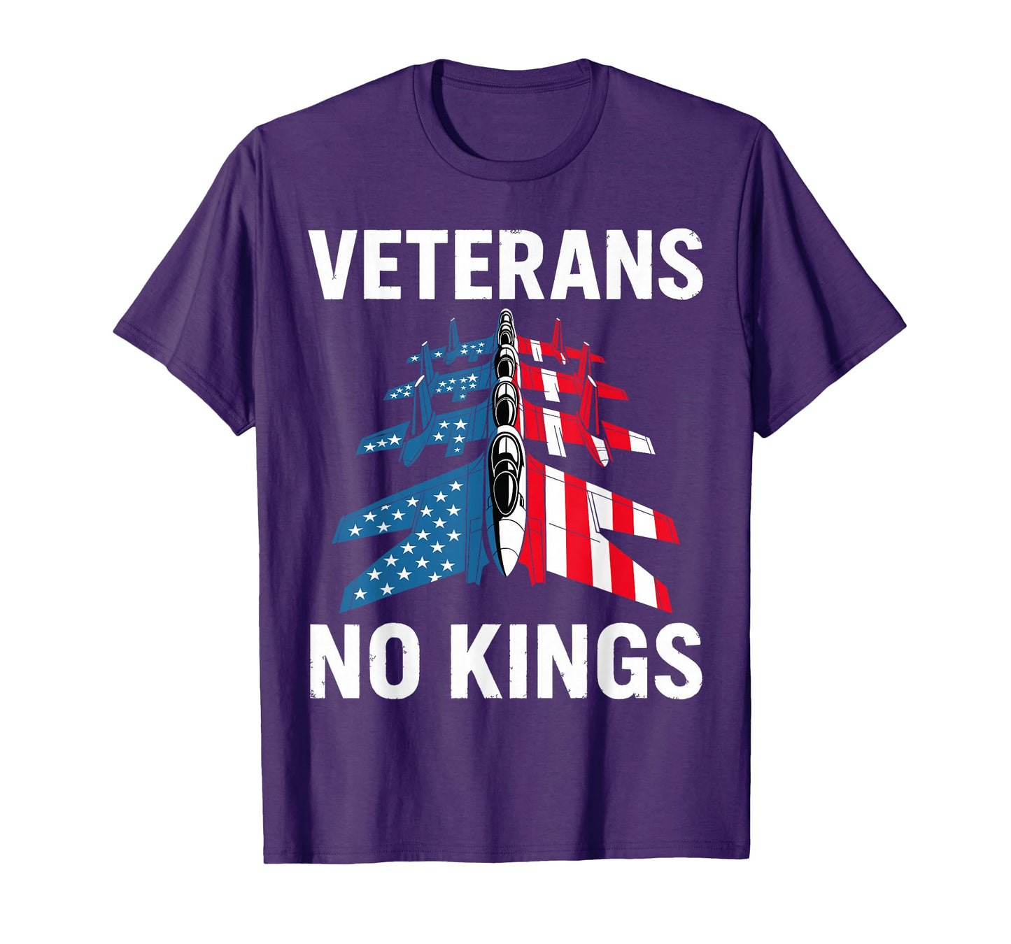 Veterans No Kings Military Veteran Protest American Flag T-Shirt