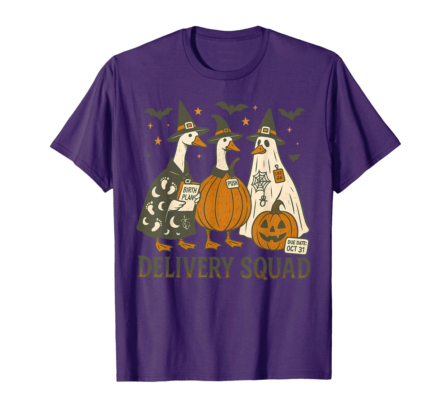 Delivery Squad Goose Halloween L&D Nurse Spooky Midwife Fall T-Shirt