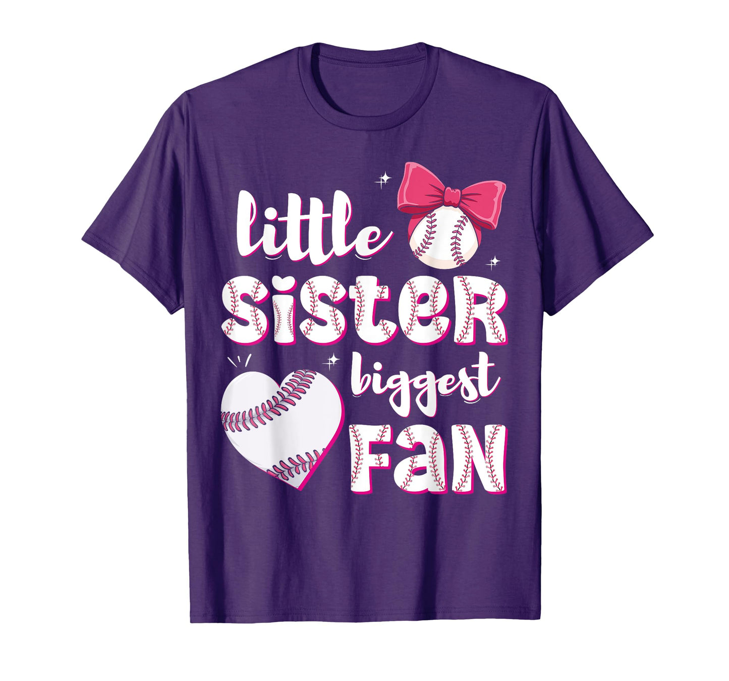 Baseball Little Sister Biggest Fan Baseball Girls Lil Sis T-Shirt
