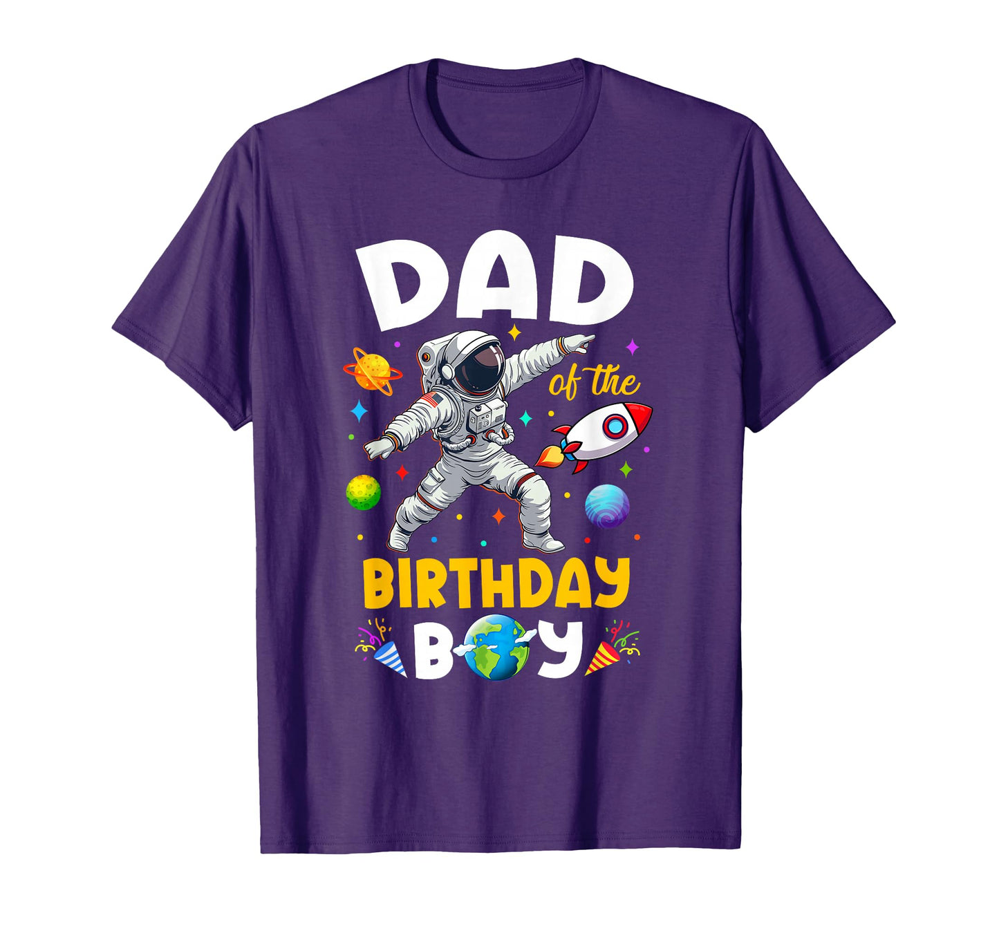 Dad Of The Birthday Boy Astronaut Outer Space Birthday T-Shirt