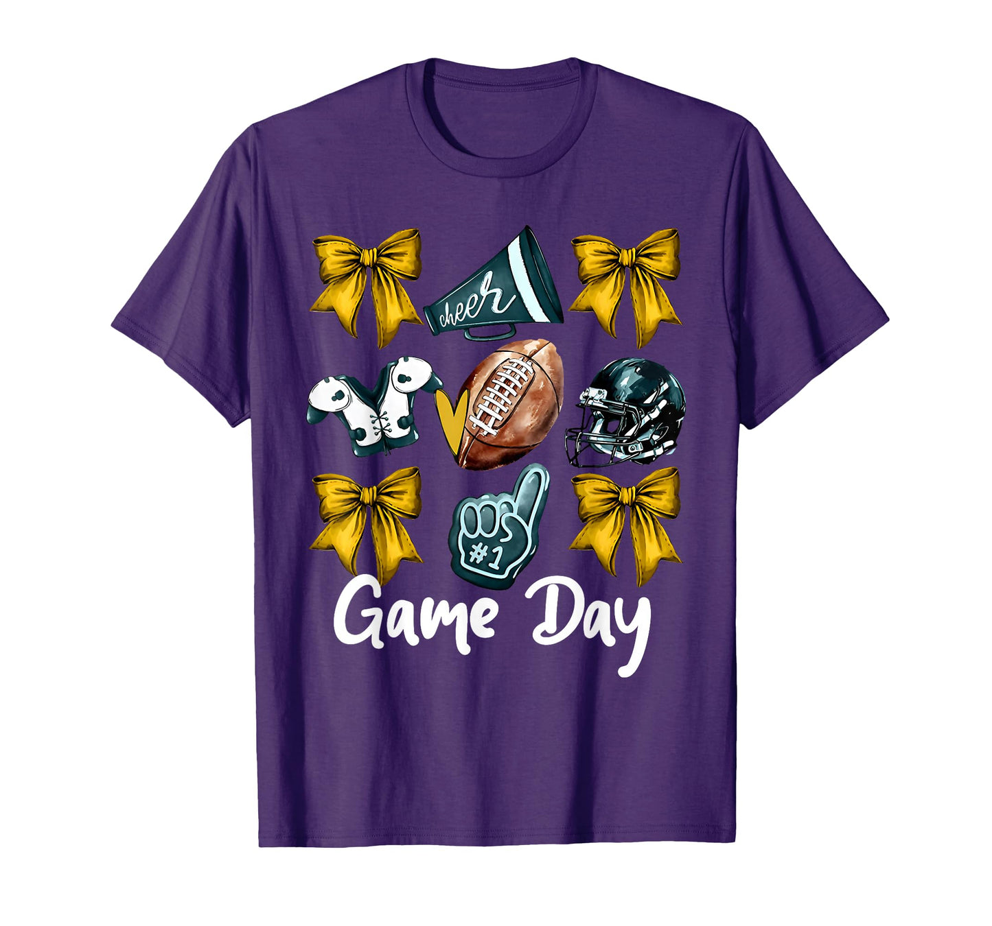 Cheer Coquette Bow Touchdown Football Game Day Thanksgiving T-Shirt