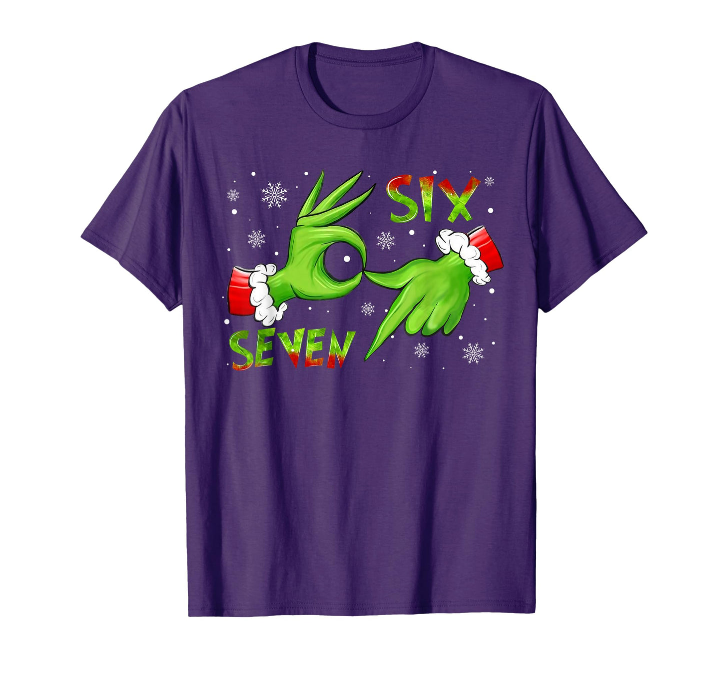 6 7 Six Seven Hand Gen Z Alpha Meme Slang Xmas Christmas T-Shirt