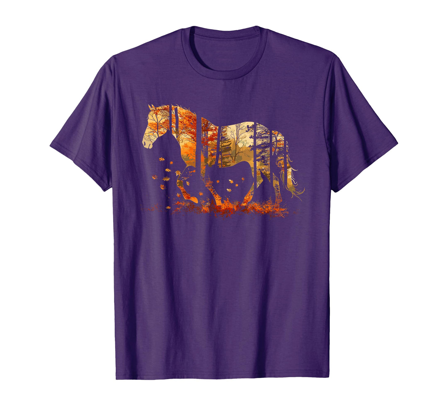 Cute Horse Lover Autumn Leaves Pony Animal Wildlife T-Shirt