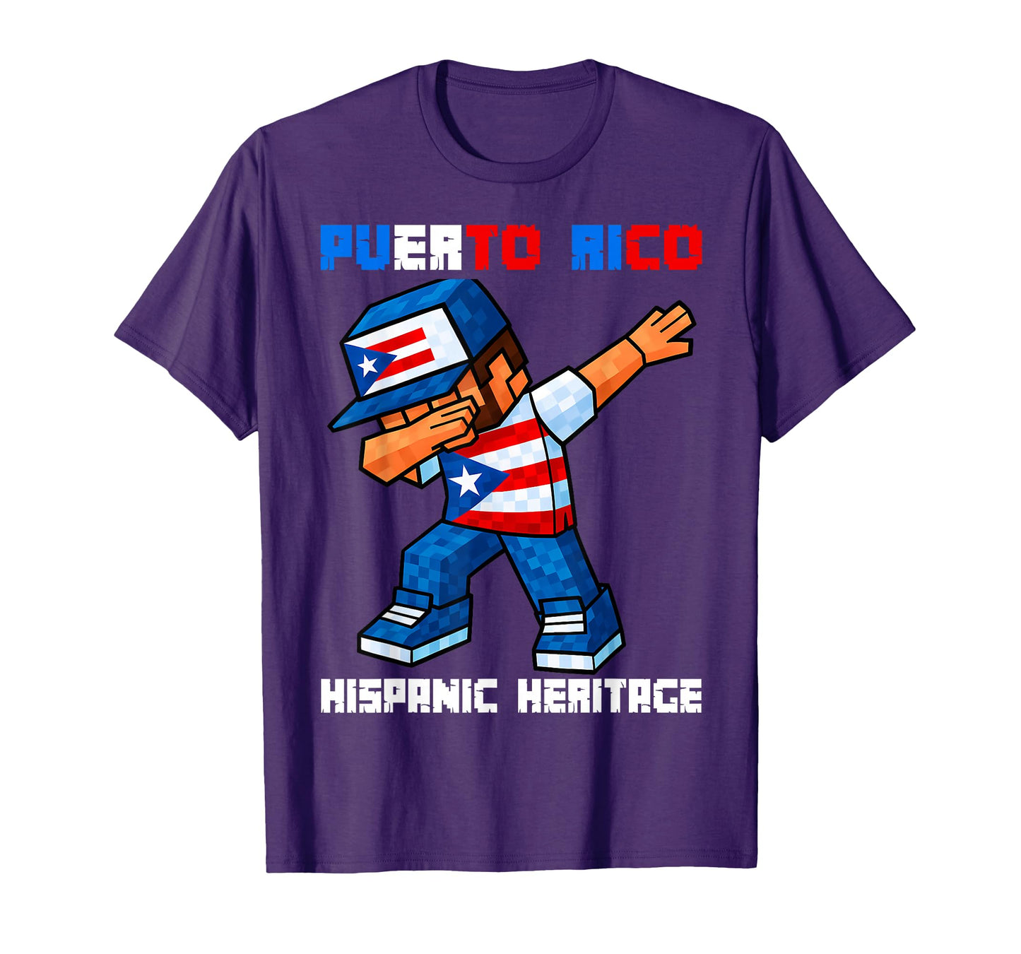 Puerto Rico Dab Boy Game Pixel Hispanic Heritage Rican Kids T-Shirt