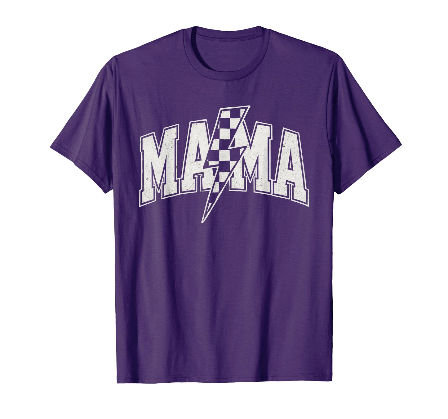 Mama Checkered Lightning Bolt Varsity Mom Women Mother's Day T-Shirt