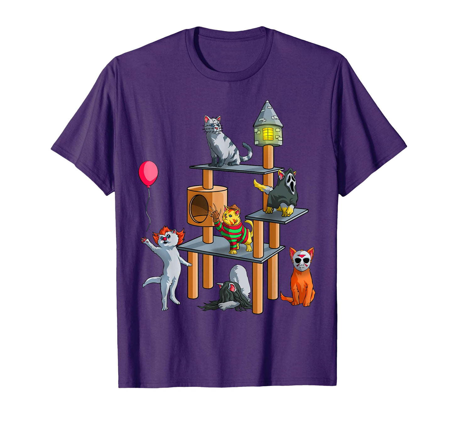 Funny Cat Horror Movies Cute Halloween for Cat Kitty Lovers T-Shirt