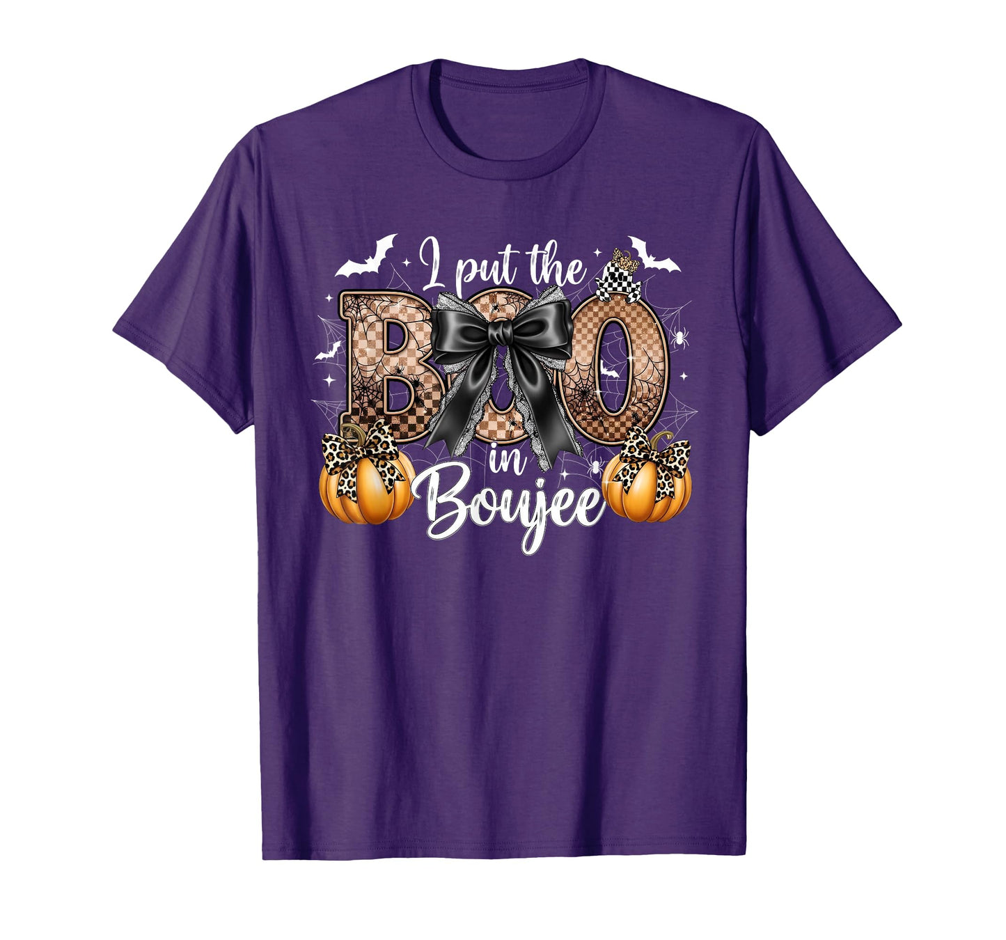 I Put The Boo In Boujee Coquette Bow Pumpkin Happy Halloween T-Shirt
