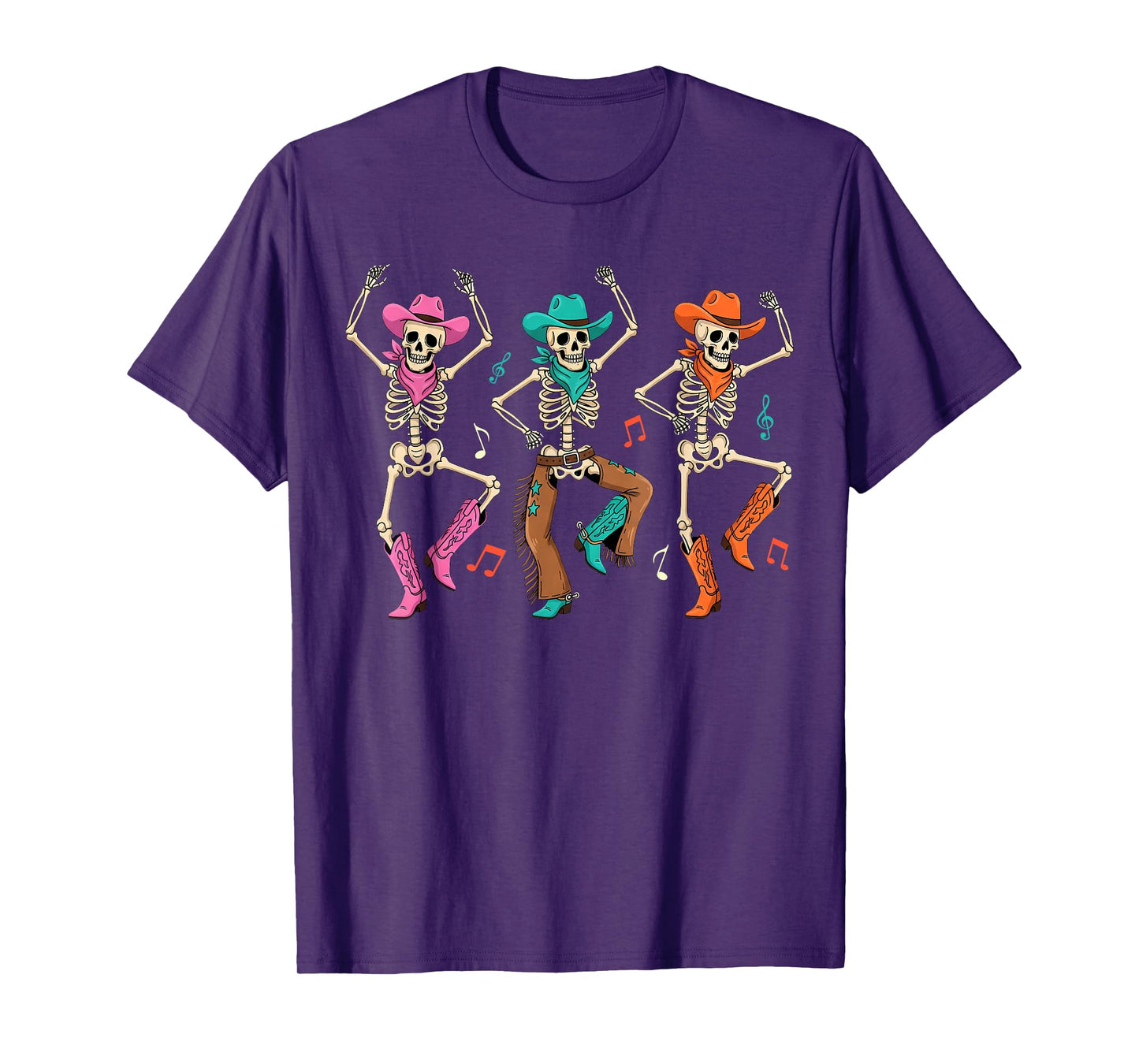 Skeleton Cowboys Dancing Humorous Halloween Holiday T-Shirt