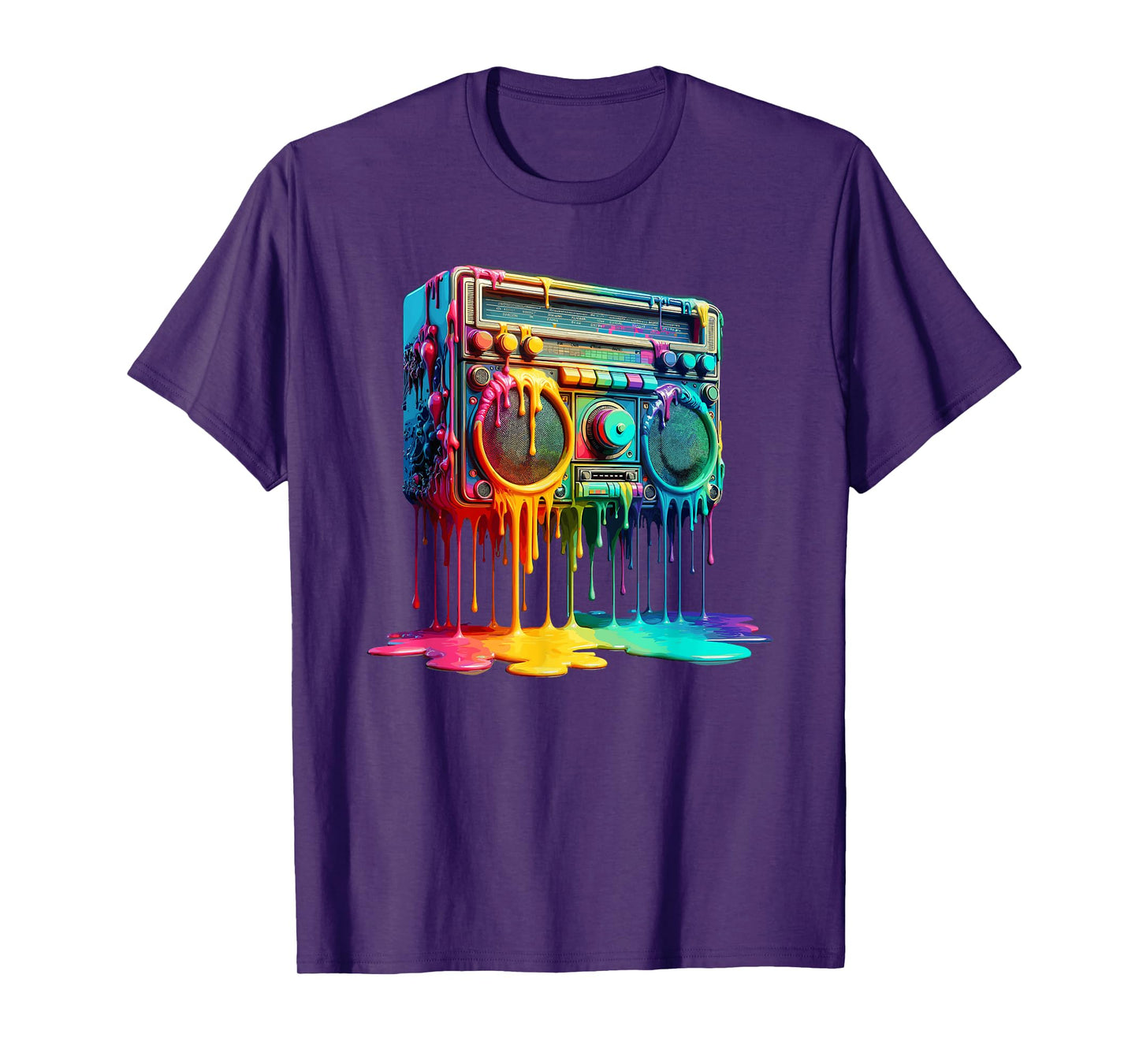 Dripping Paint Boombox Old School 80s Music Hip Hop T-Shirt