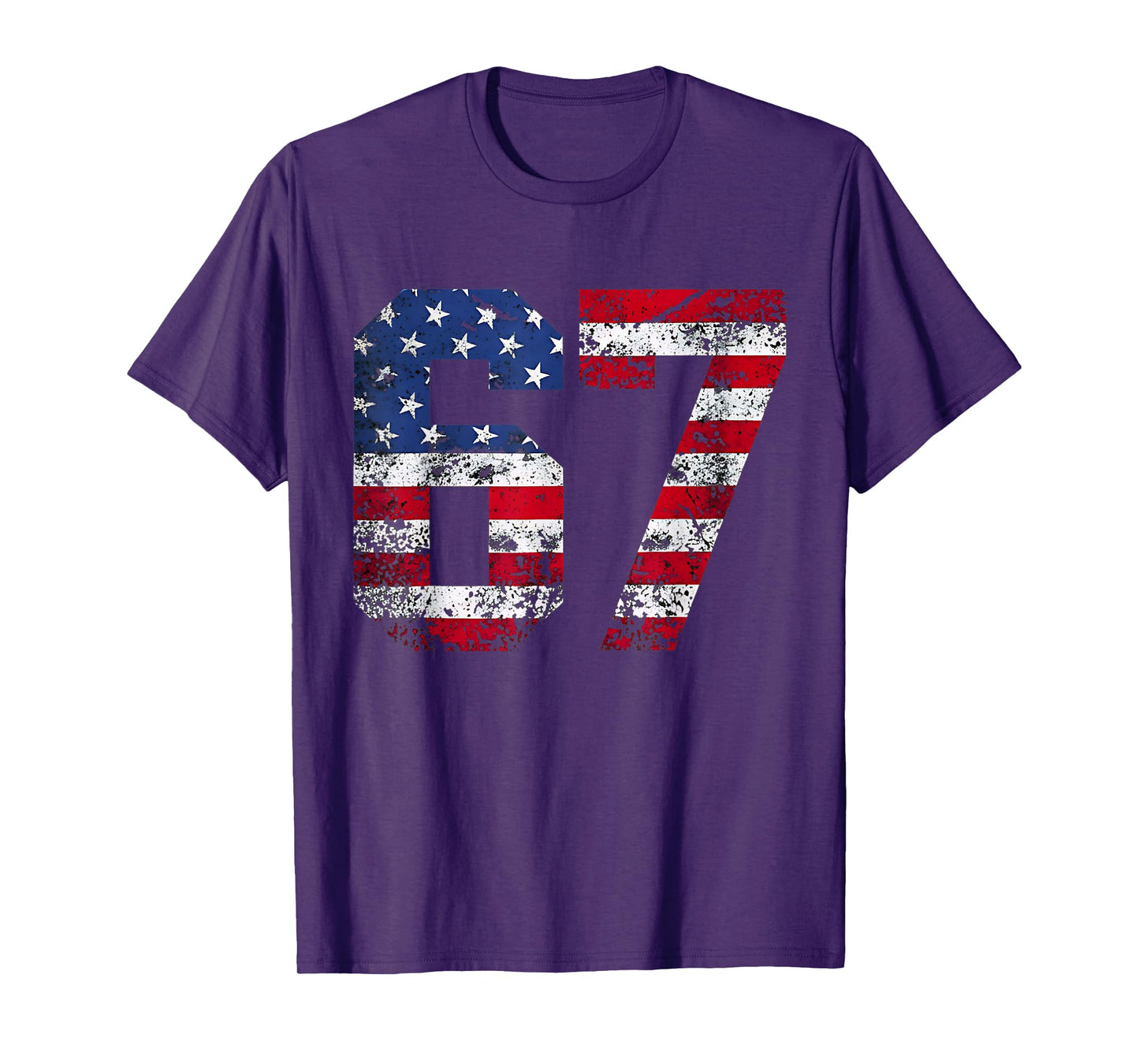 67 American Flag Meme Funny Six Seven Gen Alpha Slang T-Shirt