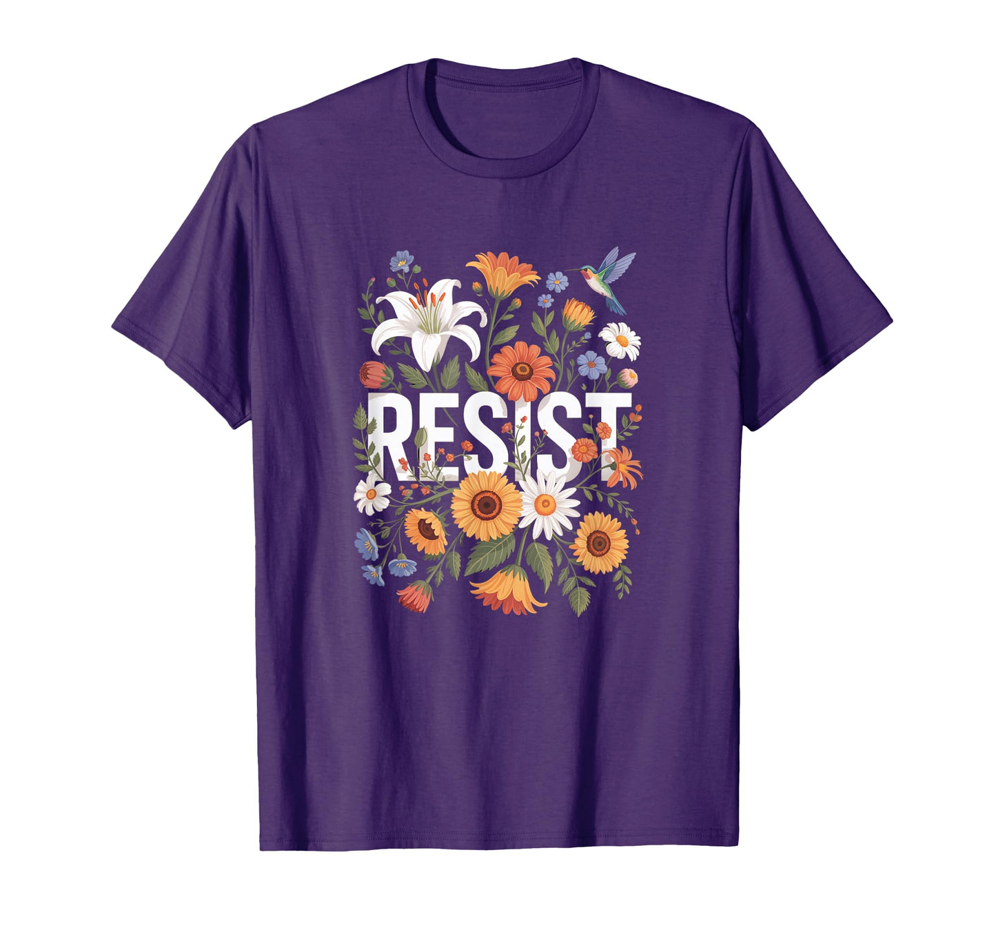 Resist Floral Protest Feminist Political Women Anti-Trum T-Shirt