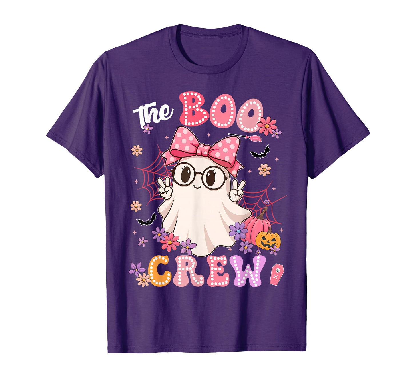 The Boo Crew Cute Ghost Coquette Halloween Costumes Girl T-Shirt
