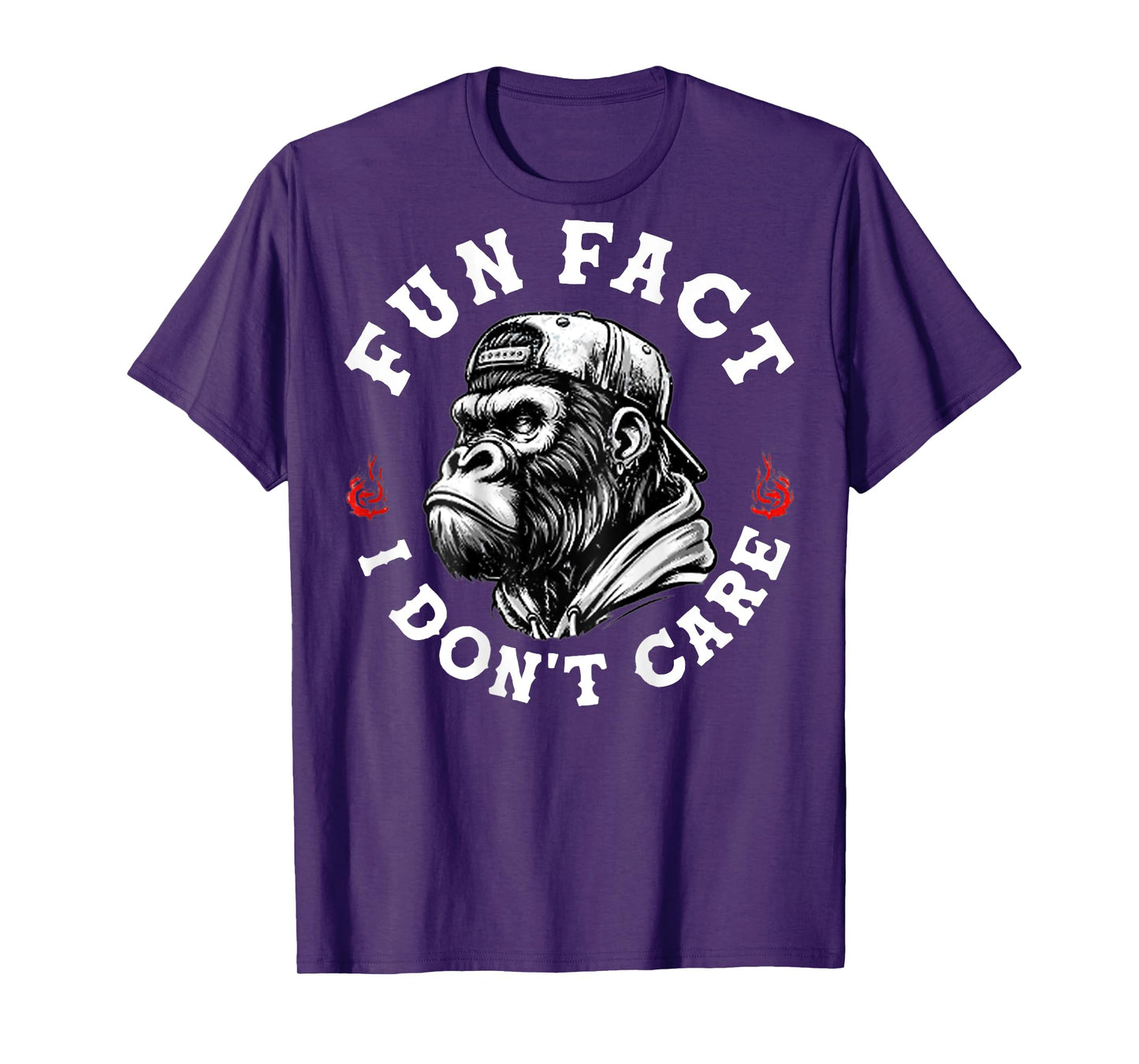 (ON Back) Fun Fact I Don't Care Funny Monkey Saying Quote T-Shirt