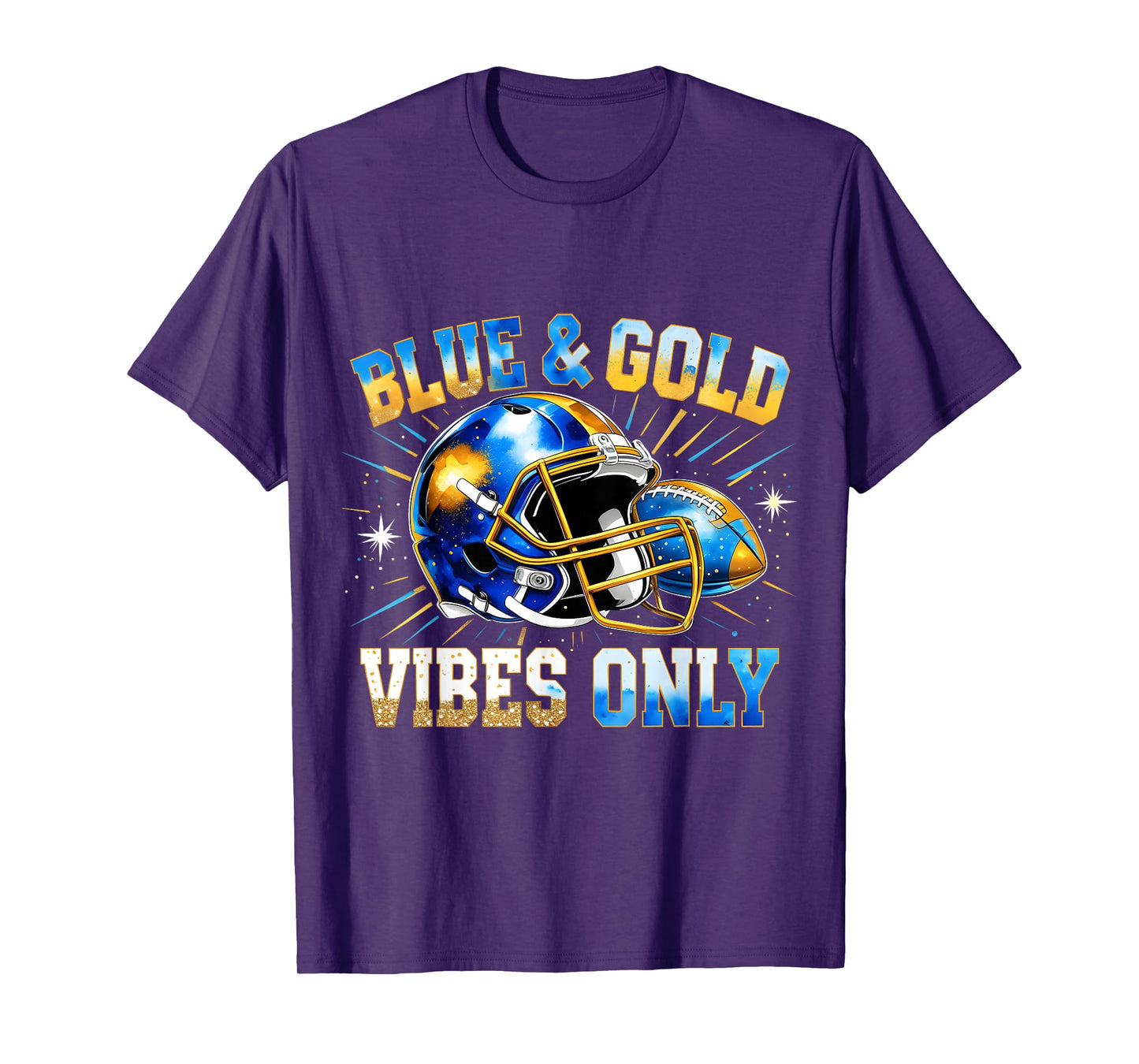 Blue and Gold Vibes Only Football Fan Gift T-Shirt