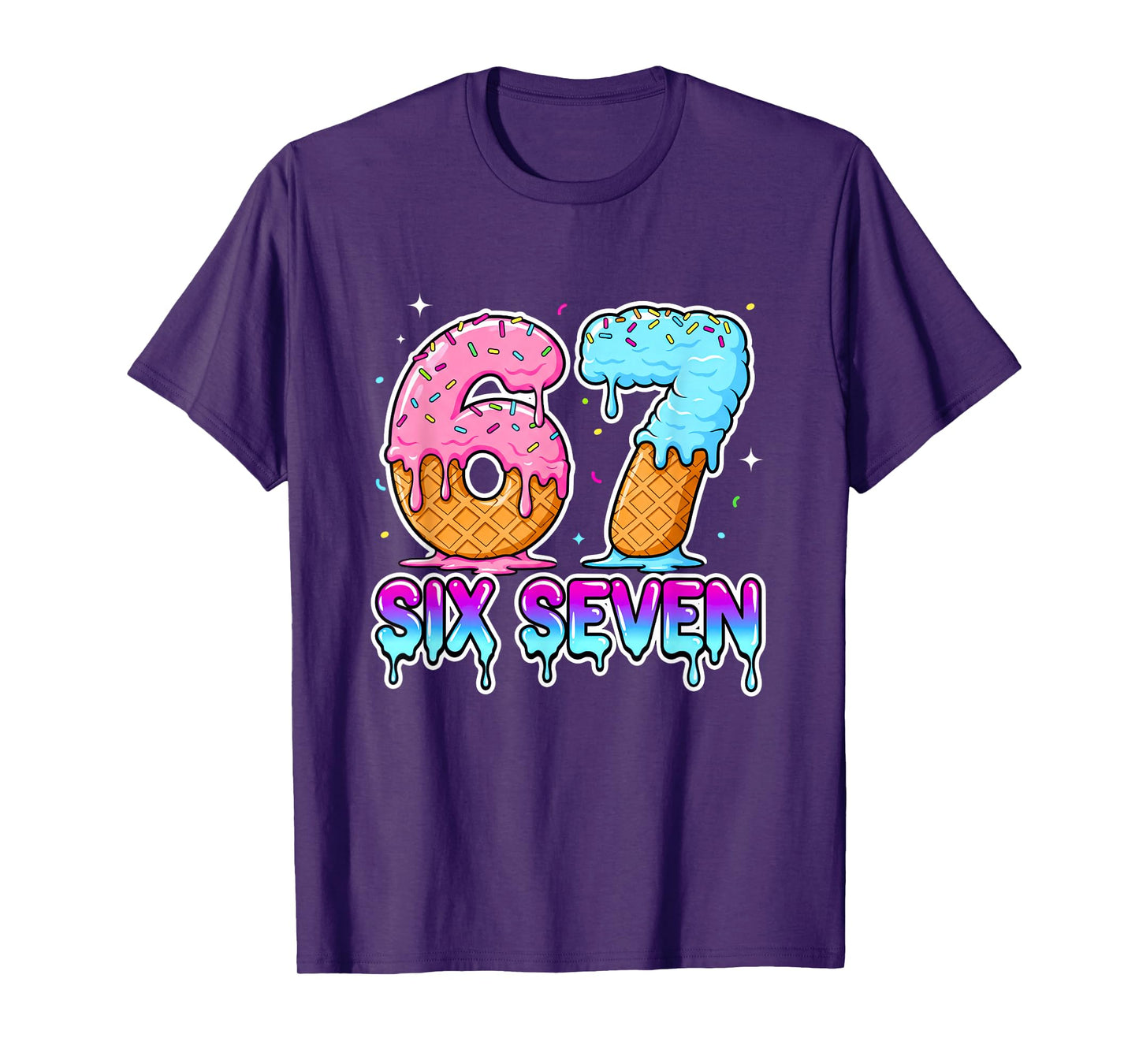 Six Seven Ice Cream Drip Cool Meme 67 Funny Gen Alpha T-Shirt