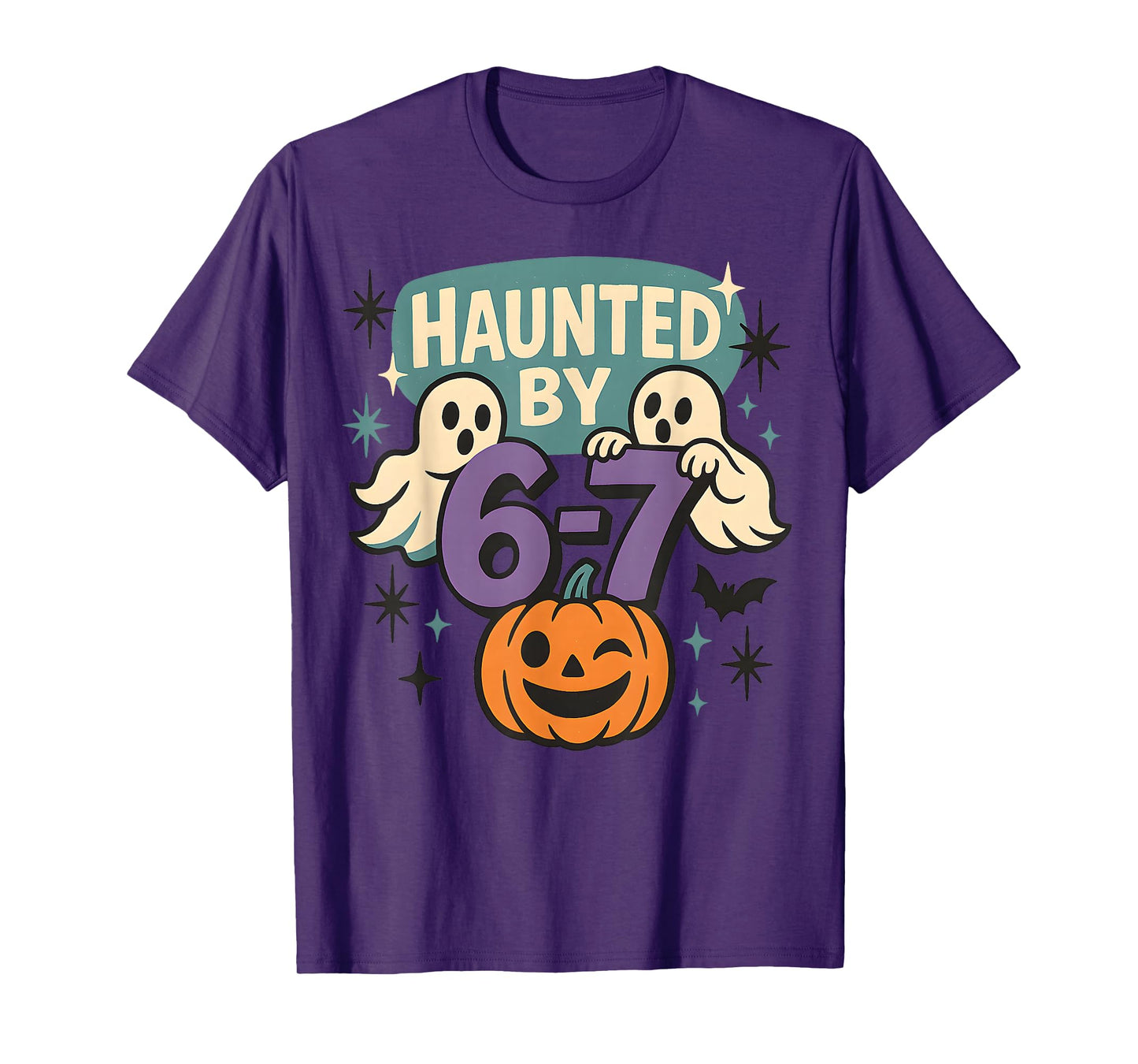 Haunted by 6-7 Retro Halloween 67 Ghost Pumpkin Funny Kids T-Shirt