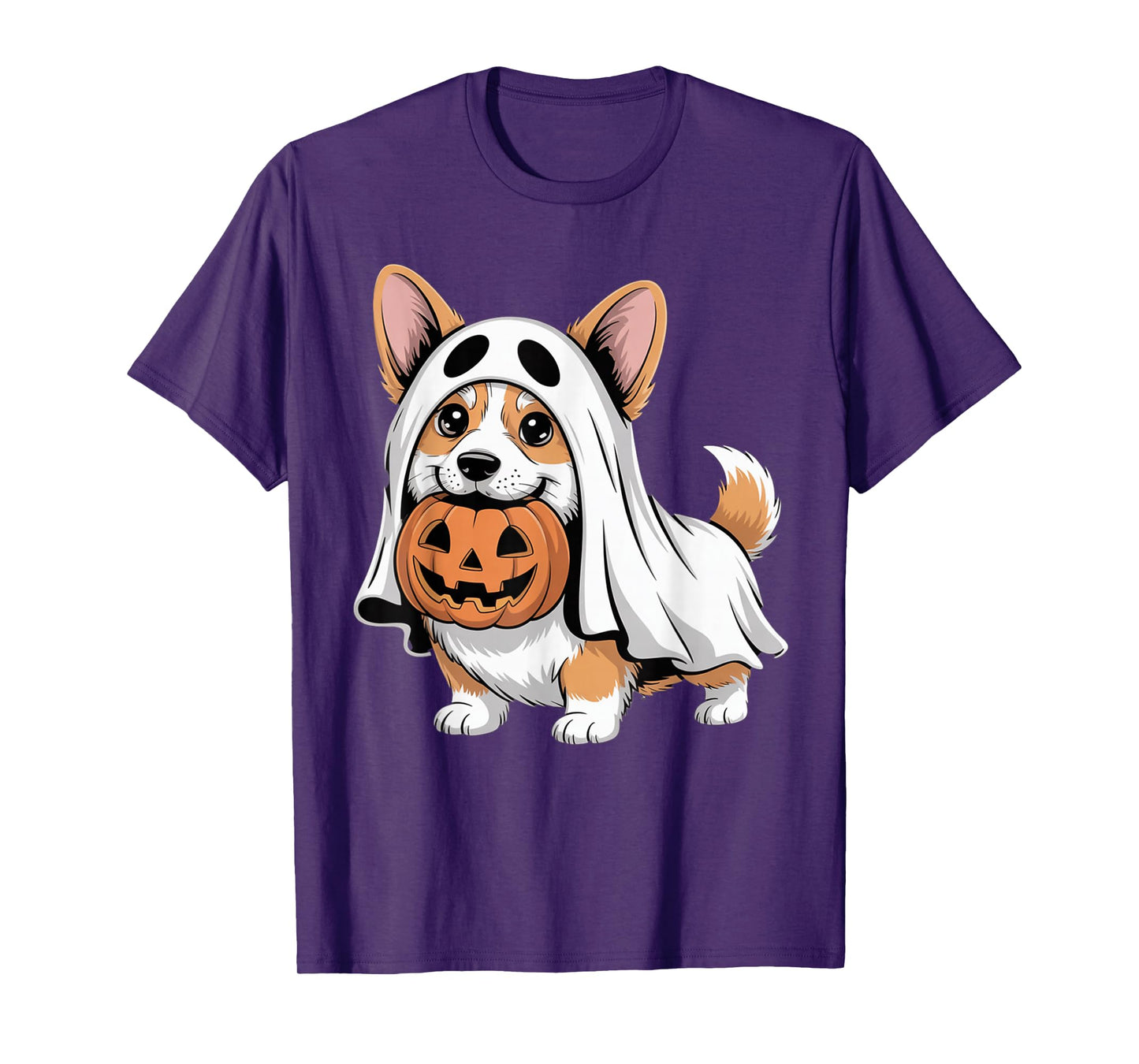 Cute Corgi Ghost Pumpkin Dog Owner Halloween Costume T-Shirt