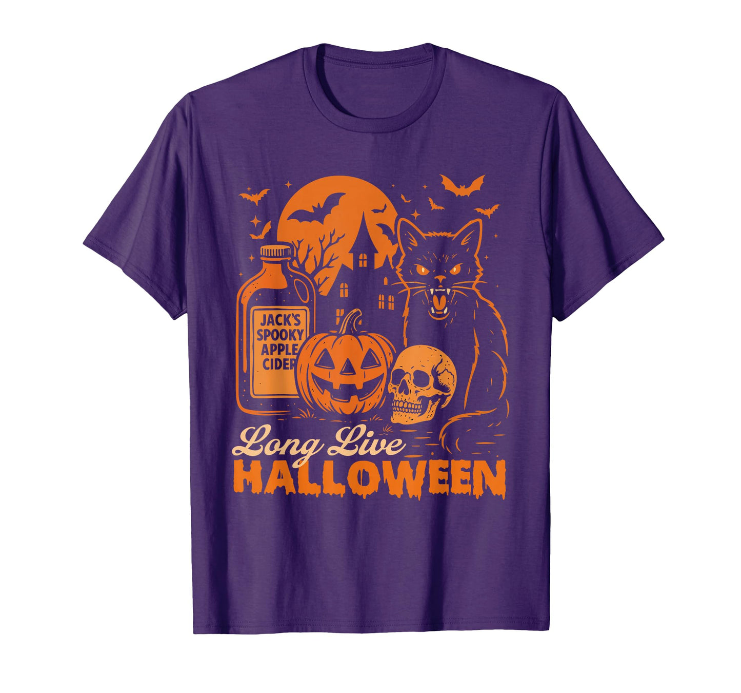 Long Live Halloween - Spooky Black Cat Halloween Costume T-Shirt