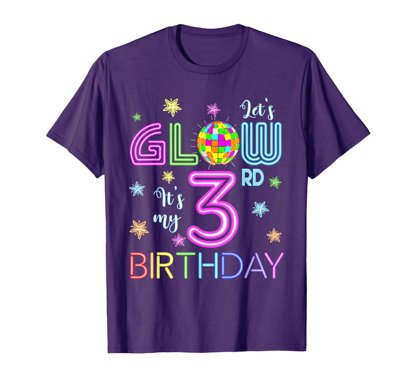 Lets Crazy It's My 3rd Birthday Glowing 80s 3 Year Old T-Shirt